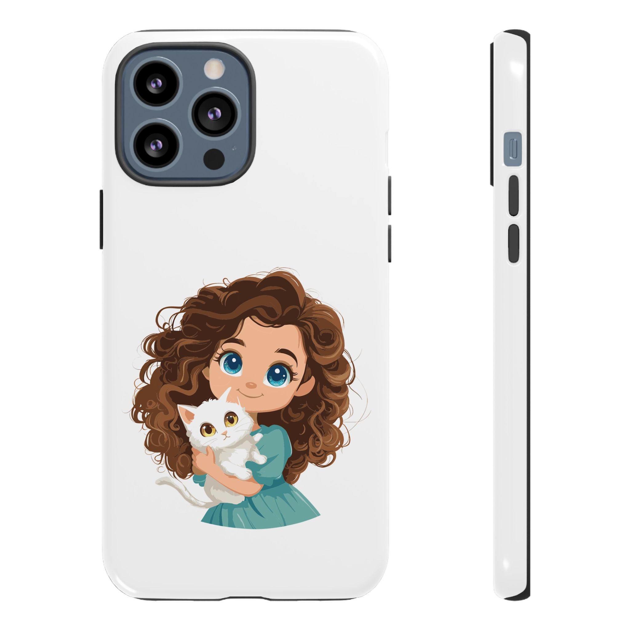 Cute Cat Lover Phone Case, Tough Phone Cover, Pet Lover Gift, Personalized Gift, Kids Phone Case, Animal Lover Accessories