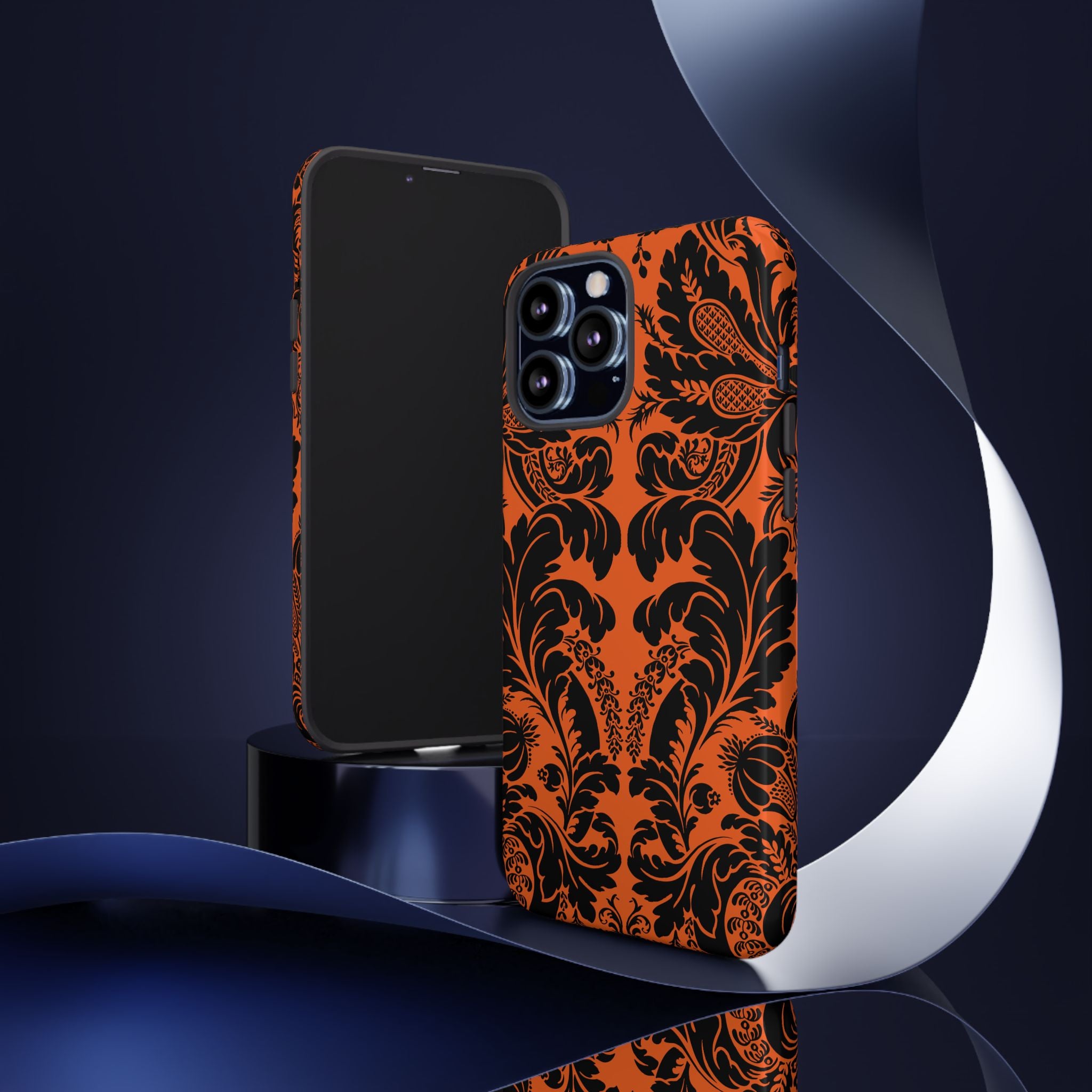 Elegant Phone Case with Orange Floral Design | Tough Cases, Smartphone Cover, Gift for Her, Floral Patterns, Stylish Accessories