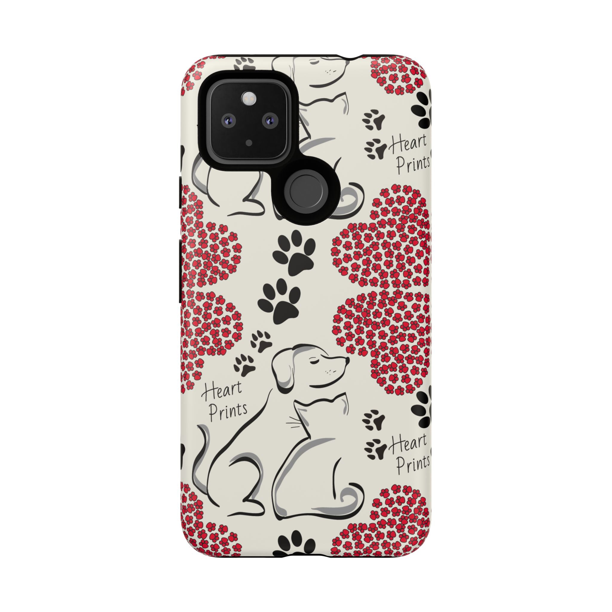 Stylish Phone Case with Heart Prints for Pet Lovers, Dog Lover Gift, Floral Pattern, Customizable Design, Cute Animal Accessories
