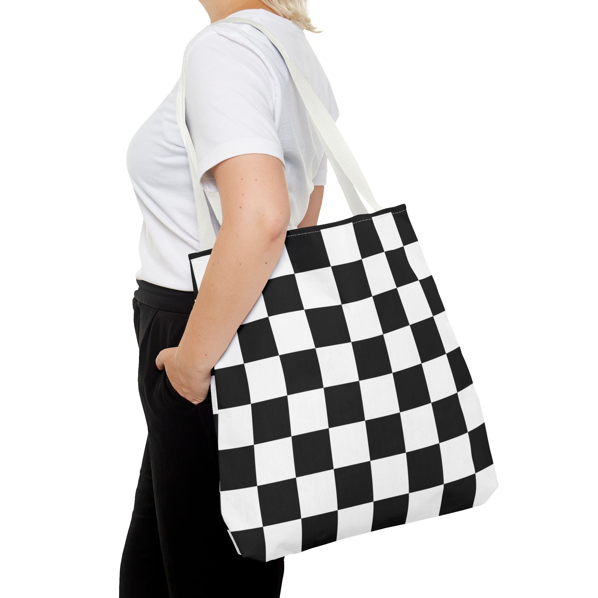 Tote Bag Finish Line - Checkered Victory – Tote Bag for Racing Fans