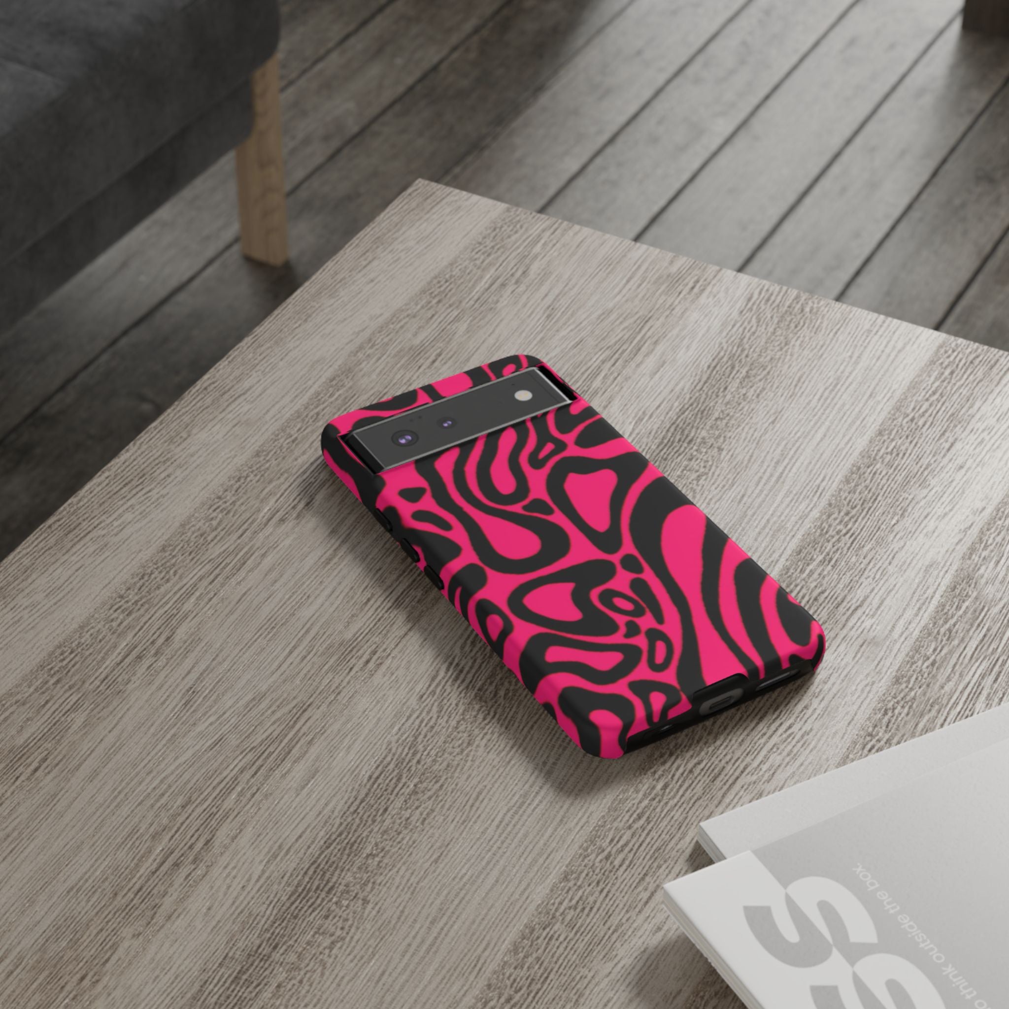 Bold Pink Patterned Phone Case, Stylish Tough Case, Trendy Accessory, Gift for Her, Tech Protection