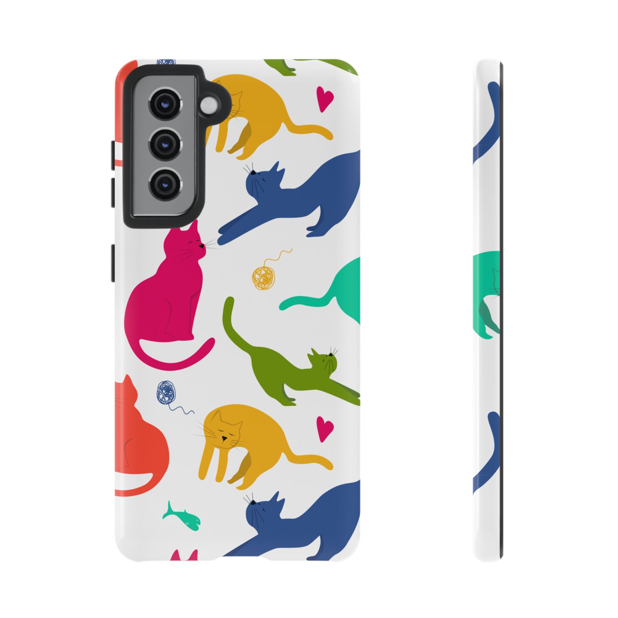 Colorful Cat Phone Case, Fun Pet Lover Gift, Tough Phone Cover, Cute Cat Accessories, Animal Theme Decor