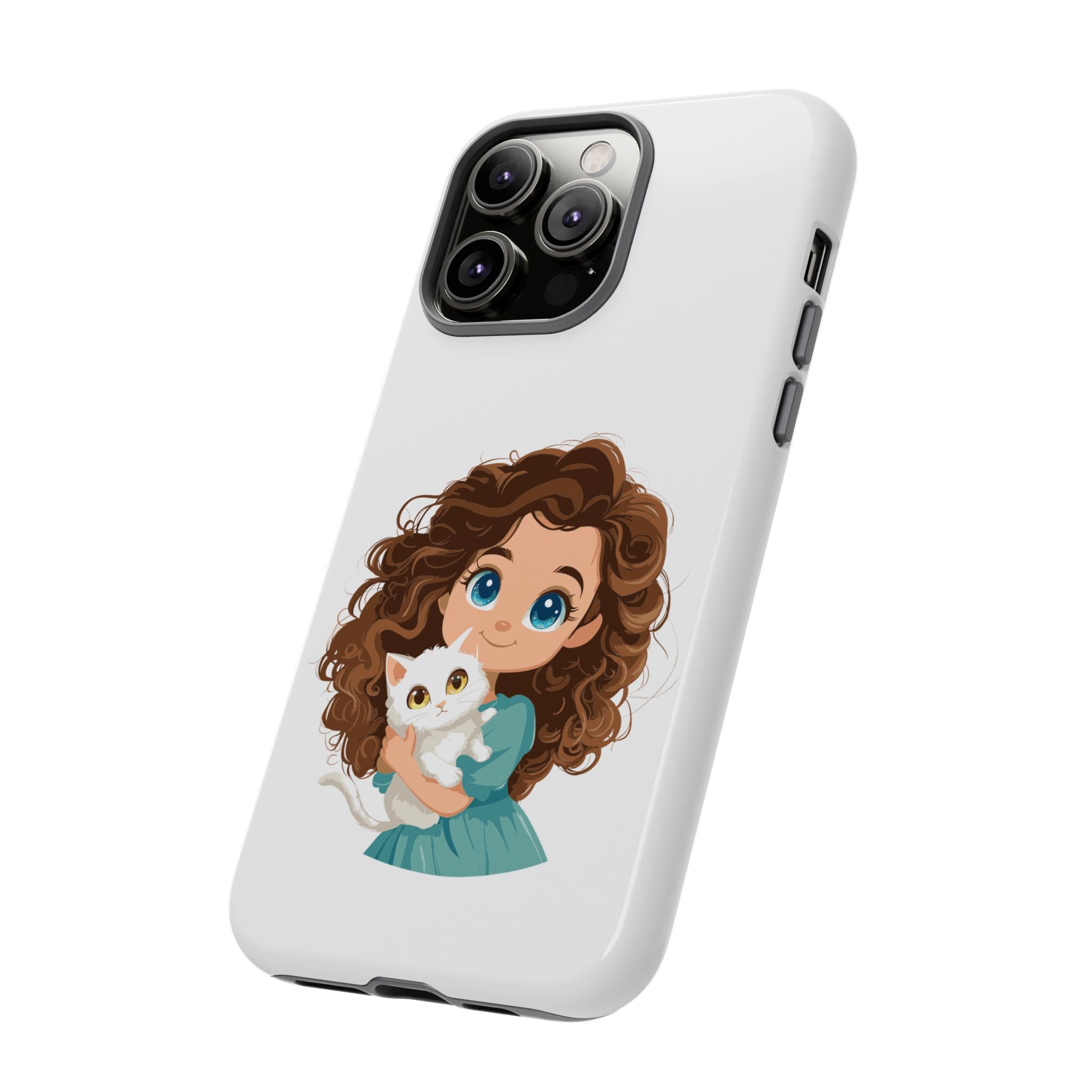 Cute Cat Lover Phone Case, Tough Phone Cover, Pet Lover Gift, Personalized Gift, Kids Phone Case, Animal Lover Accessories