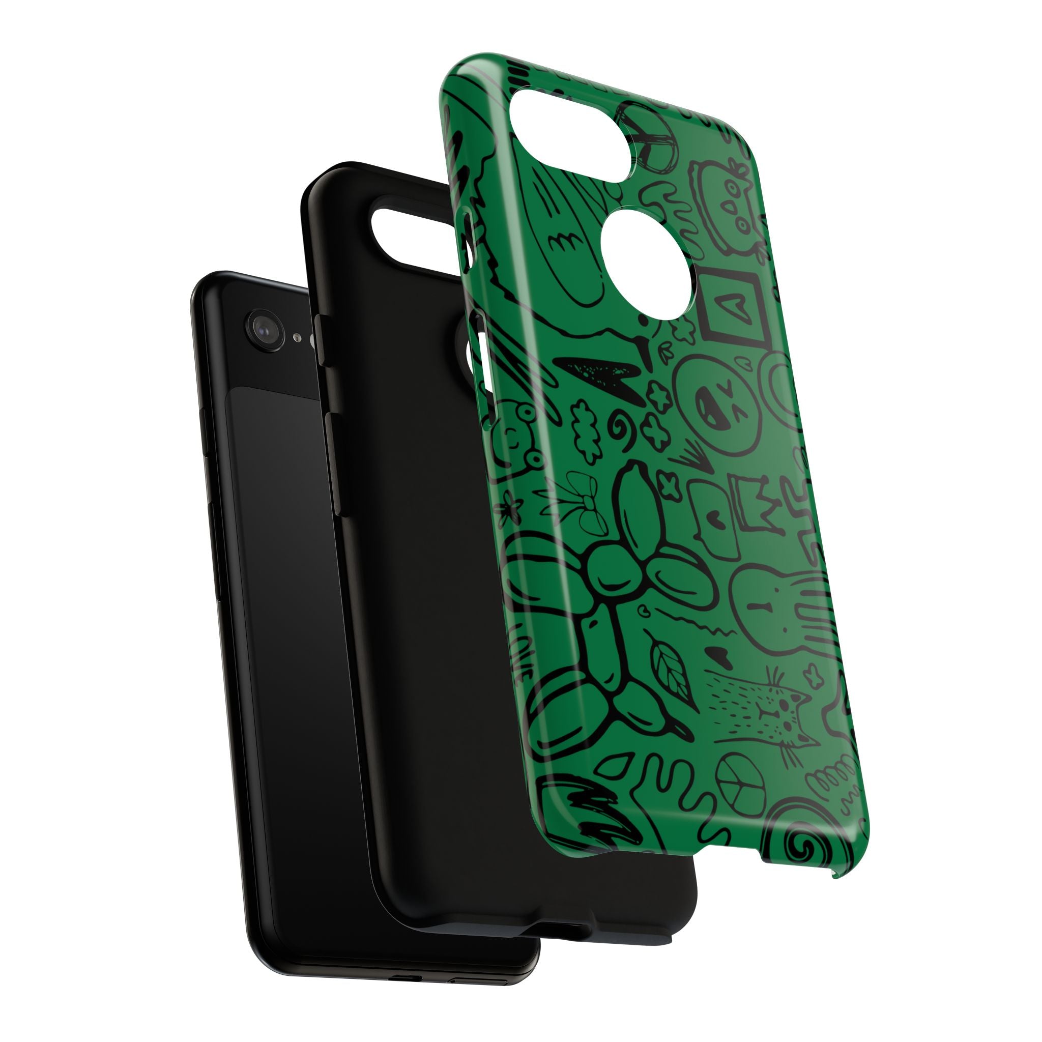 Playful Phone Case, Vibrant Green Tough Case, Quirky Graphic Design, Unique Gift for Kids, Fun Accessories, Christmas, Birthday