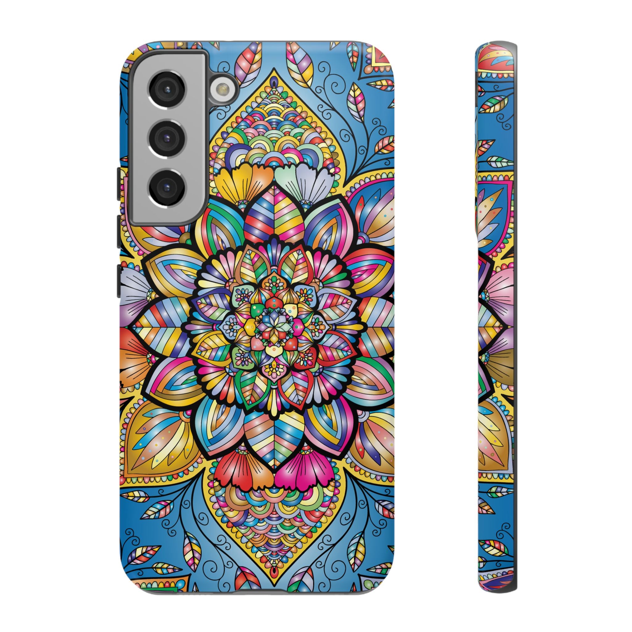 Vibrant Floral Phone Case, Tough Phone Cover, Colorful Mobile Accessory, Artistic Gift, Mandala Design, Everyday Use
