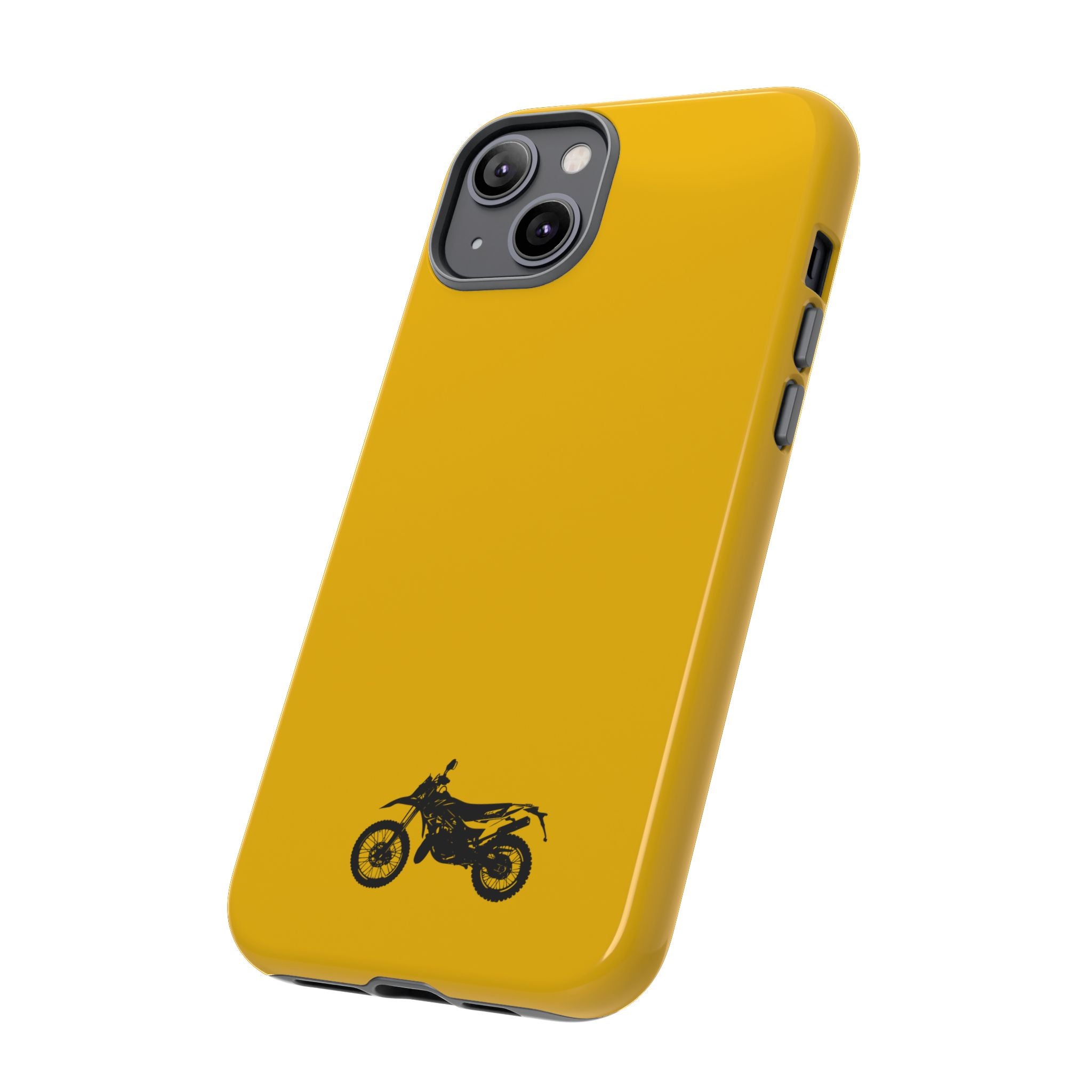 Motorcycle Phone Case, Tough Phone Cover, Gift for Bikers, Durable Tech Accessory, Yellow Motorcycle Design