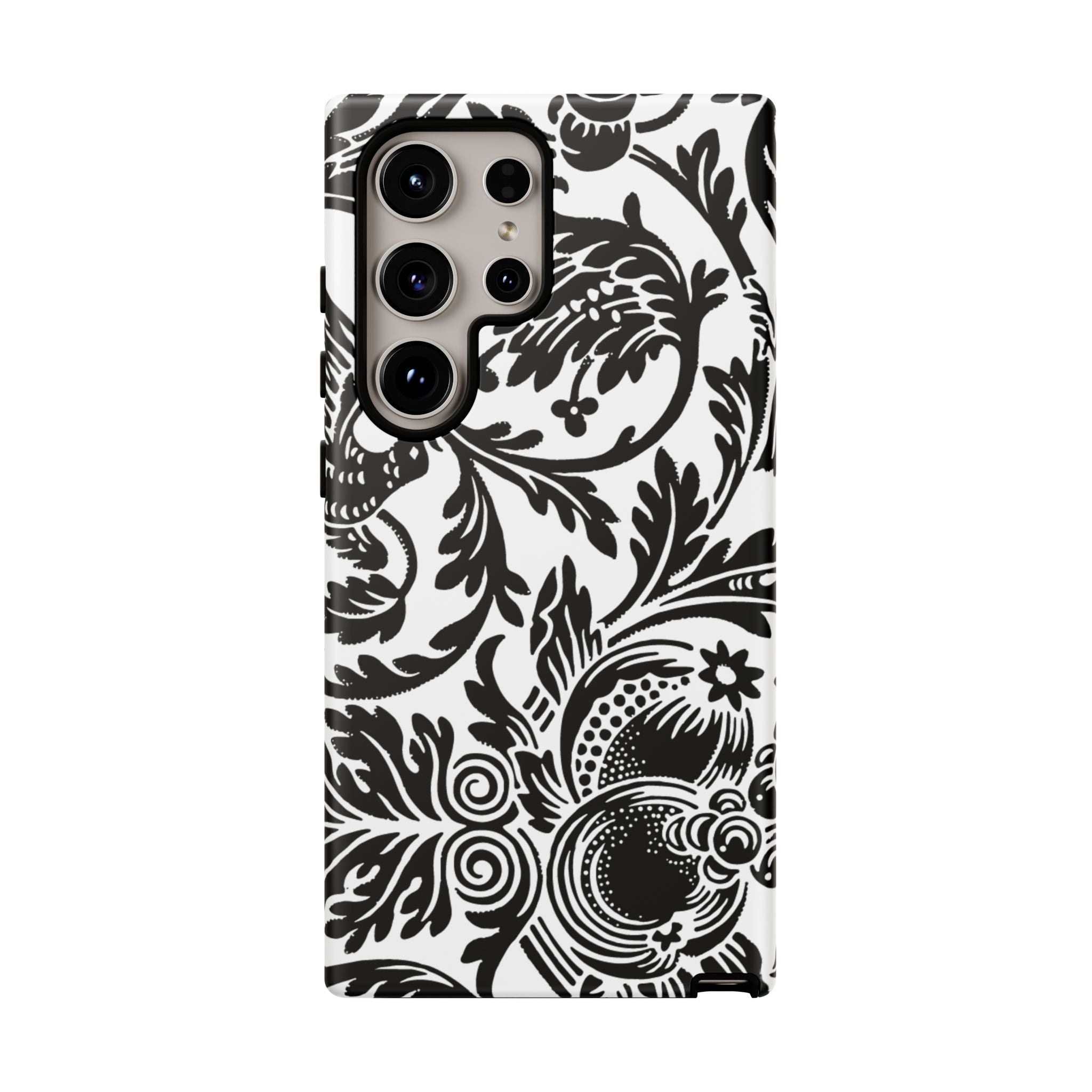Elegant Black Floral Phone Case, Tough Cases, Stylish Phone Protection, Gift for Her, Floral Design, Trendy Accessories