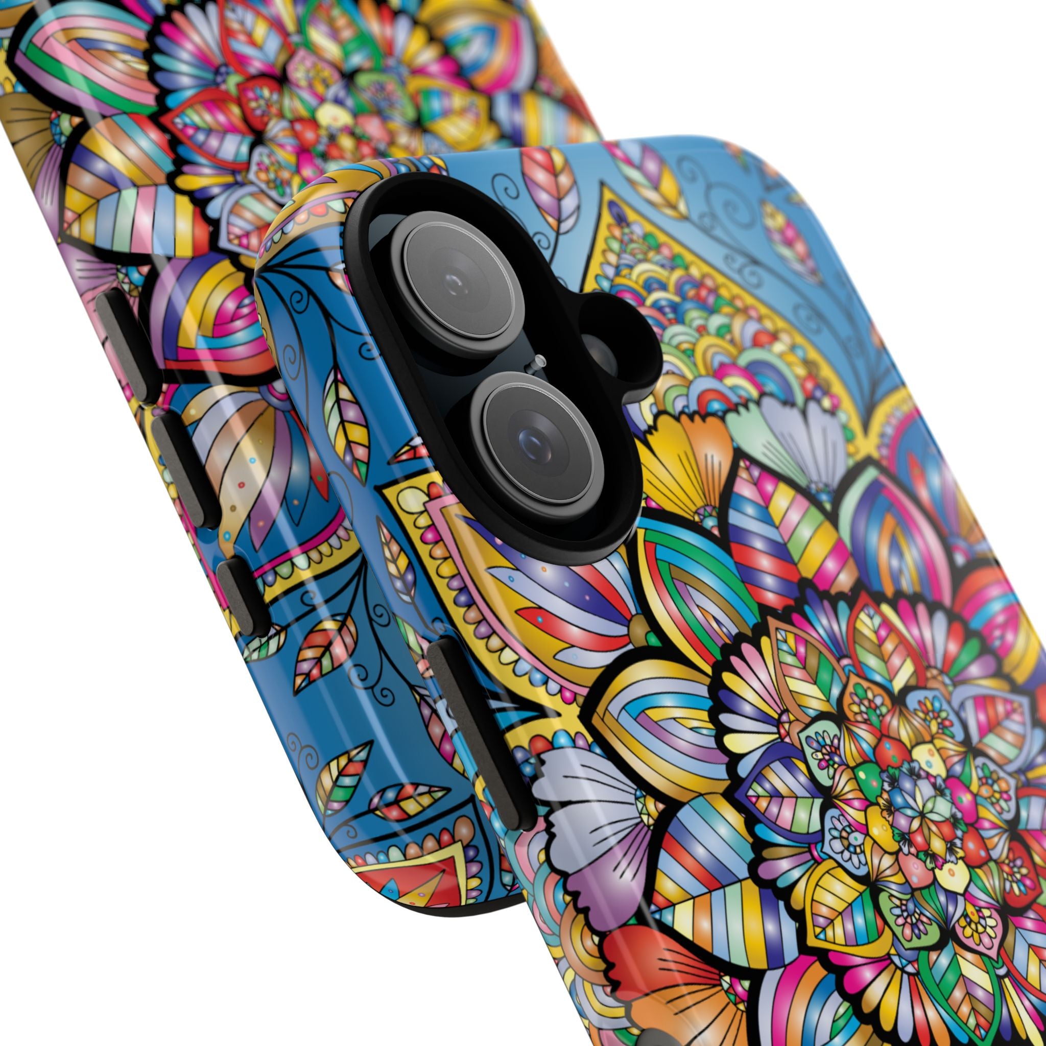 Vibrant Floral Phone Case, Tough Phone Cover, Colorful Mobile Accessory, Artistic Gift, Mandala Design, Everyday Use