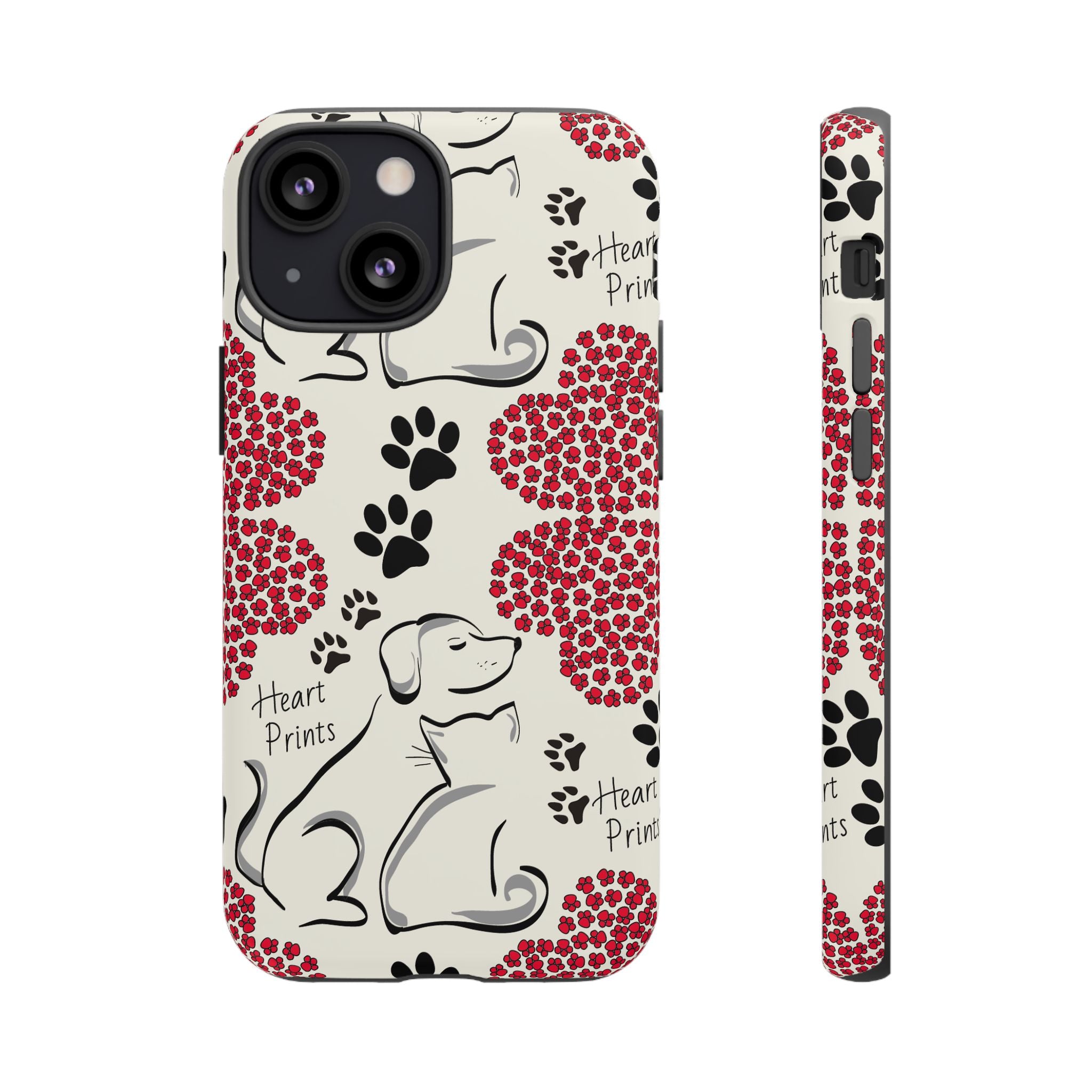 Stylish Phone Case with Heart Prints for Pet Lovers, Dog Lover Gift, Floral Pattern, Customizable Design, Cute Animal Accessories
