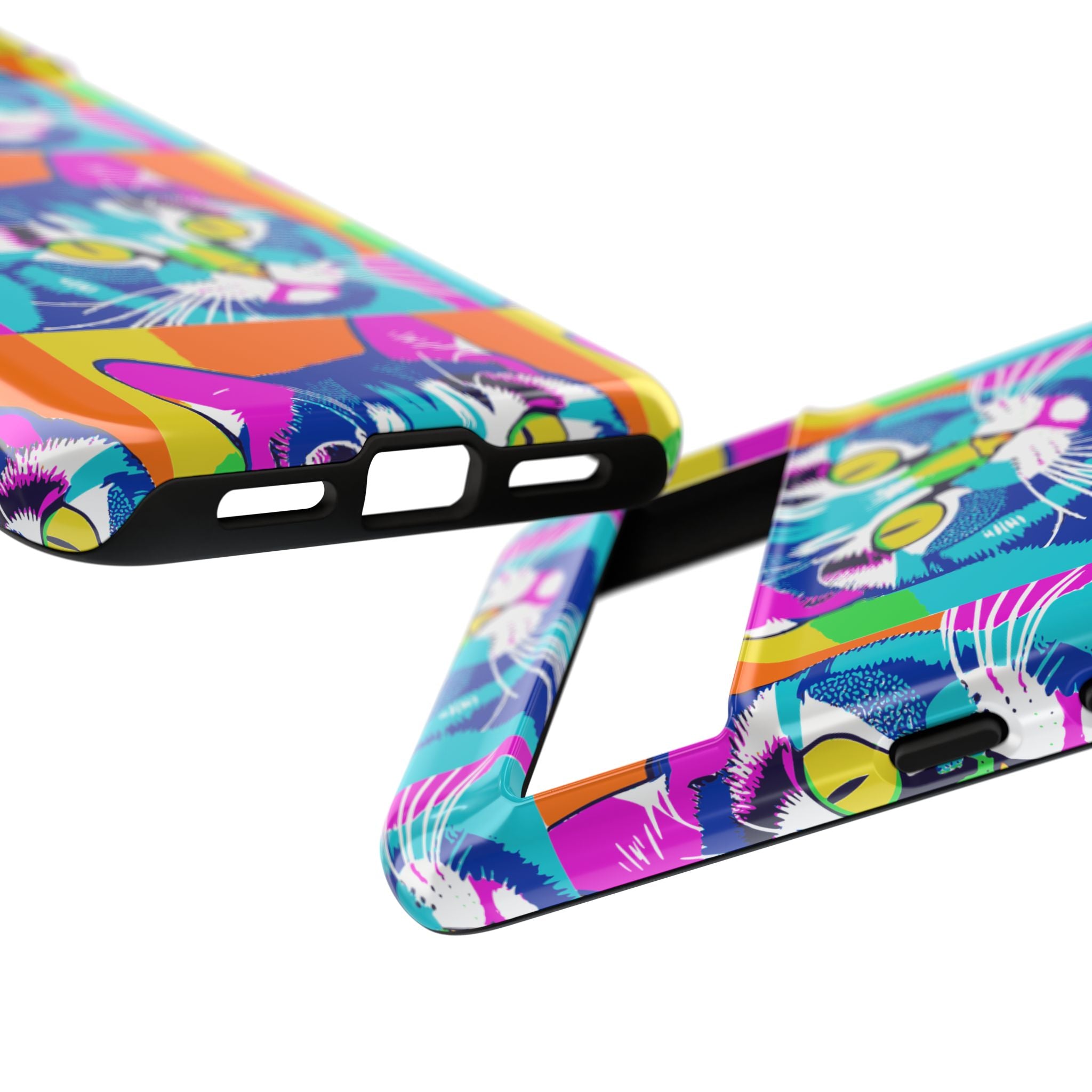 Colorful Cat Phone Case, Vibrant Animal Cover, Unique Pet Lover Gift, Fun Pop Art Style, Trendy Gadget Accessory