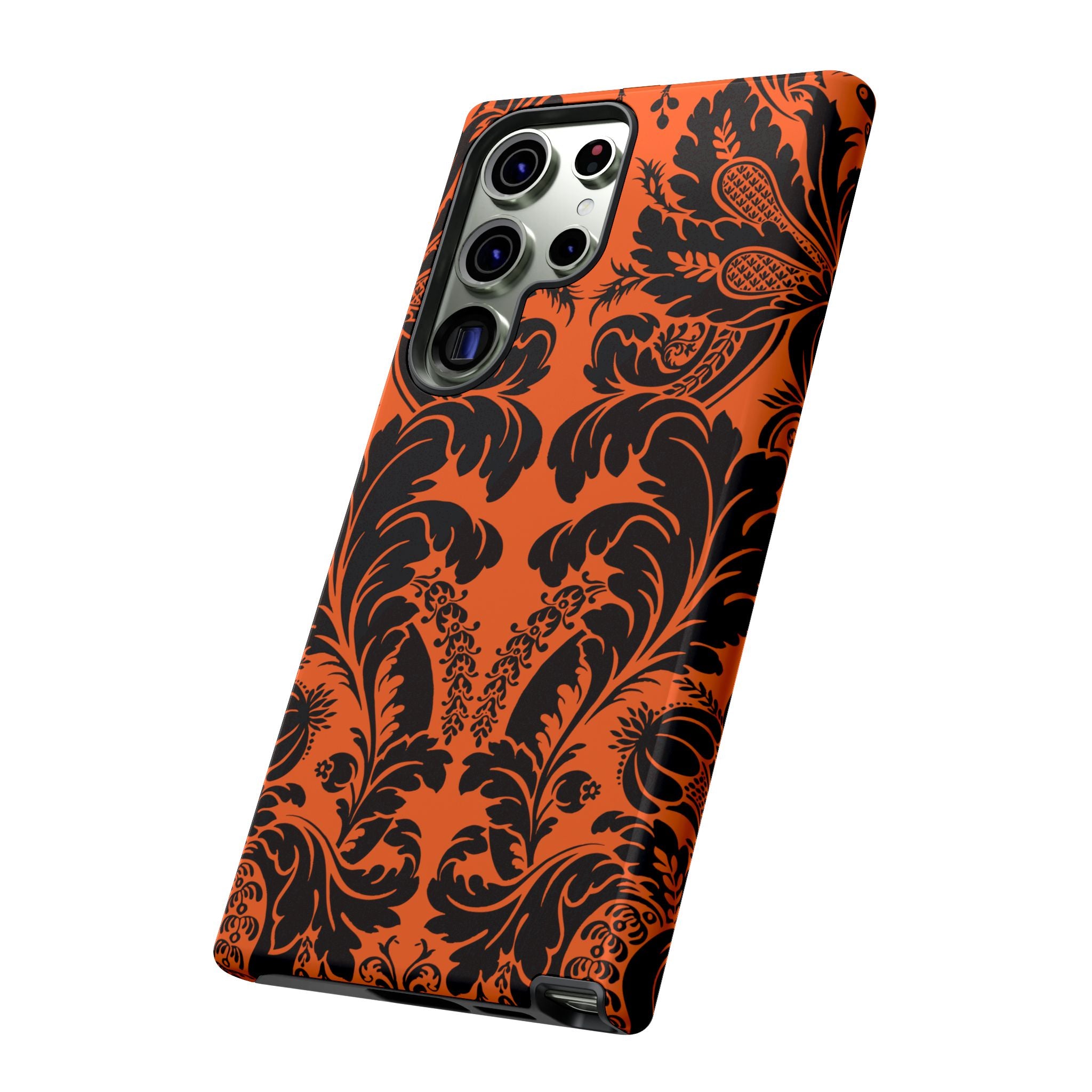 Elegant Phone Case with Orange Floral Design | Tough Cases, Smartphone Cover, Gift for Her, Floral Patterns, Stylish Accessories
