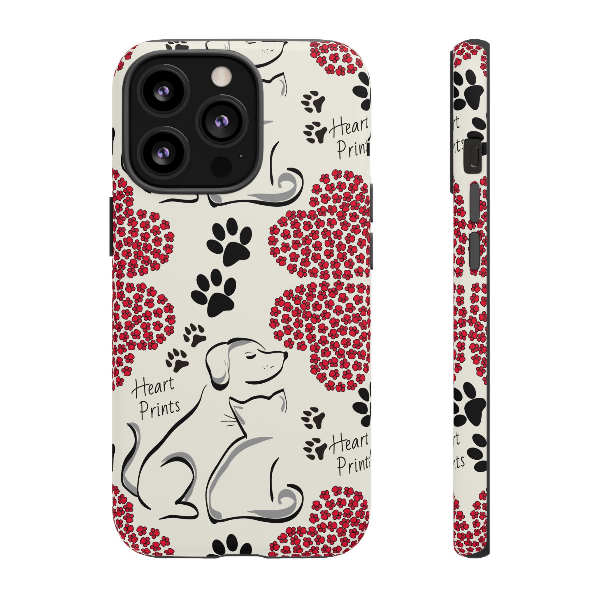 Stylish Phone Case with Heart Prints for Pet Lovers, Dog Lover Gift, Floral Pattern, Customizable Design, Cute Animal Accessories