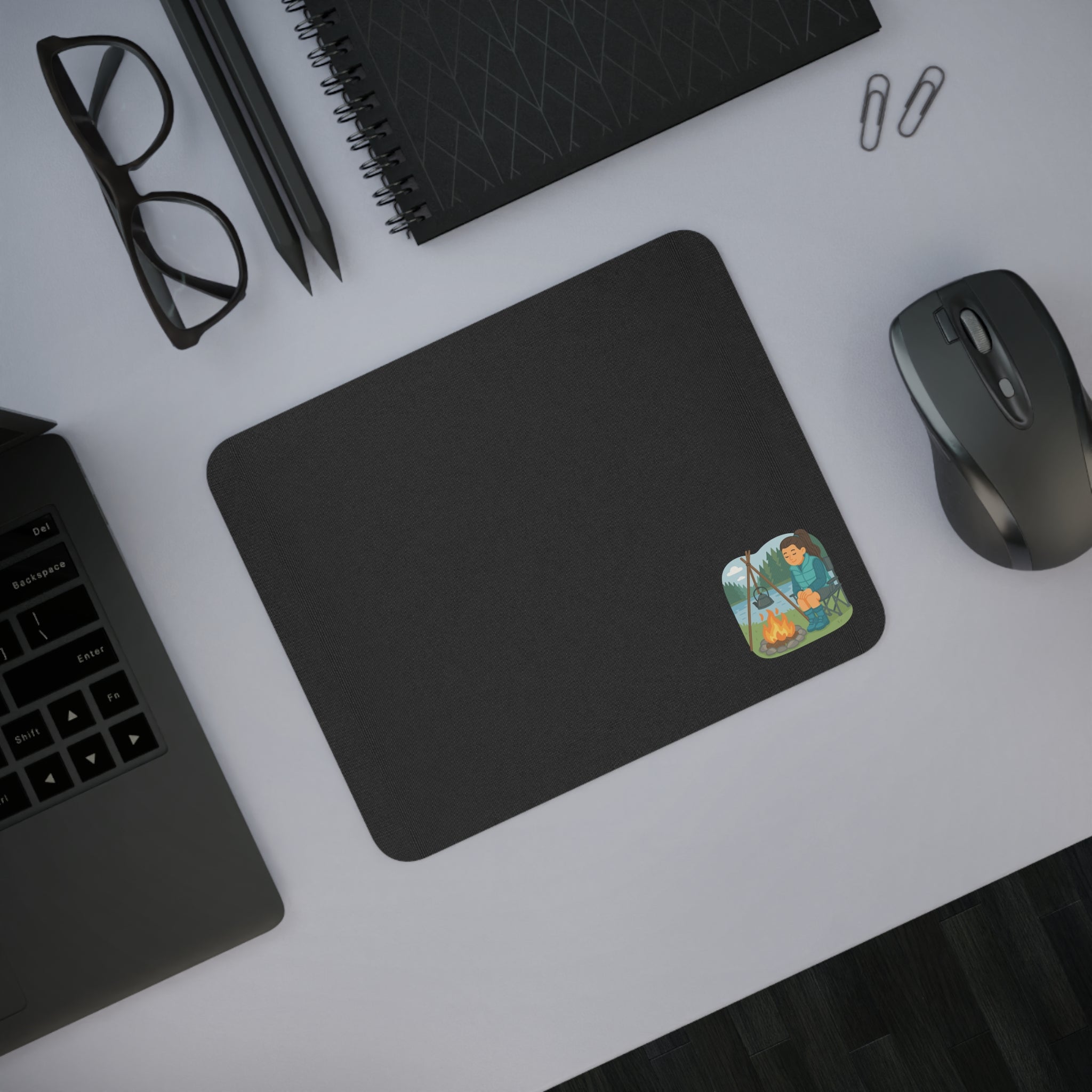 Cozy Campfire Desk Mouse Pad - Nature Lover Gift, Office Decor, Working from Home Essentials, Unique Camping Accessories