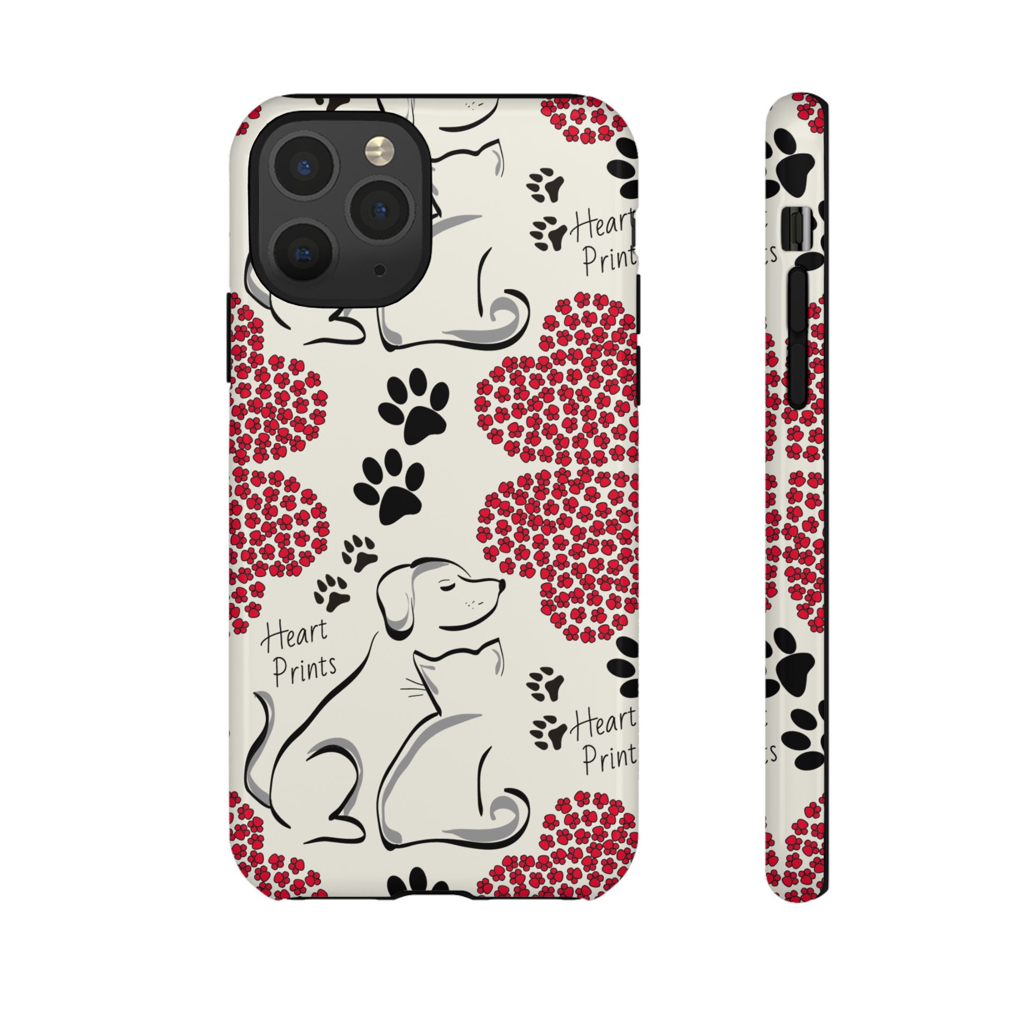 Stylish Phone Case with Heart Prints for Pet Lovers, Dog Lover Gift, Floral Pattern, Customizable Design, Cute Animal Accessories