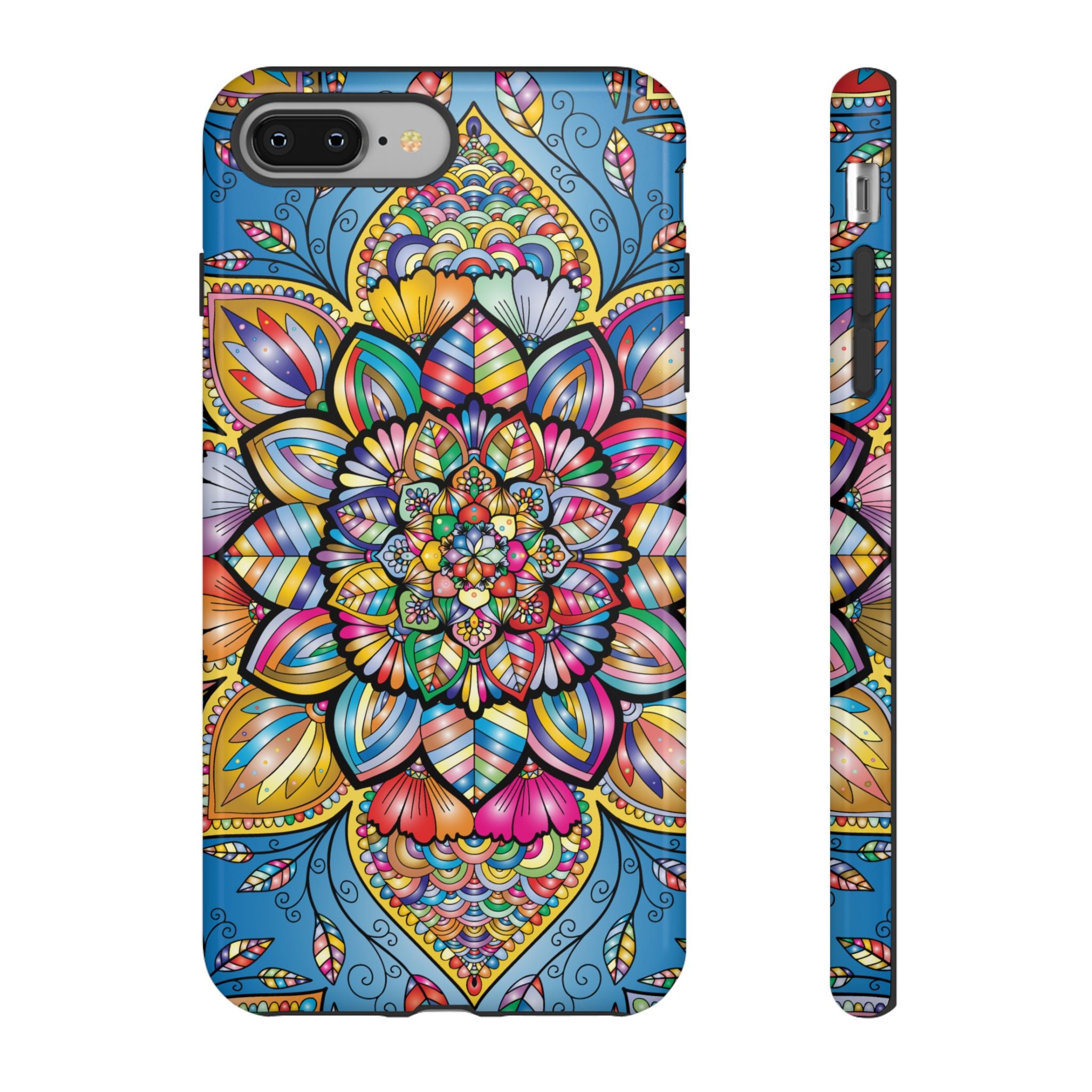 Vibrant Floral Phone Case, Tough Phone Cover, Colorful Mobile Accessory, Artistic Gift, Mandala Design, Everyday Use