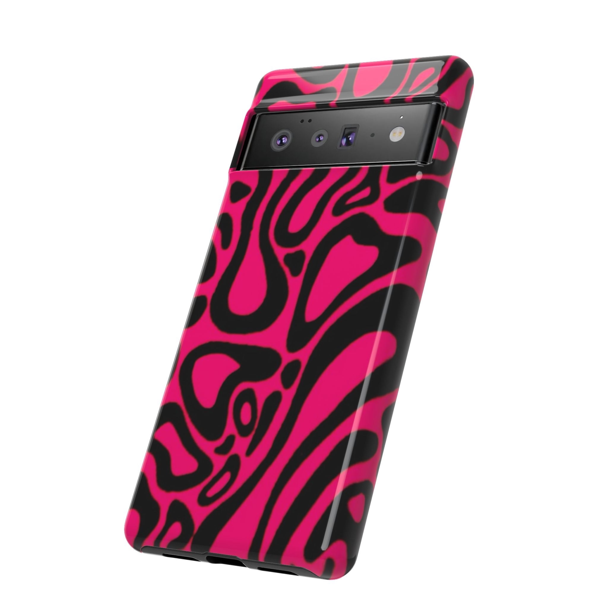 Bold Pink Patterned Phone Case, Stylish Tough Case, Trendy Accessory, Gift for Her, Tech Protection