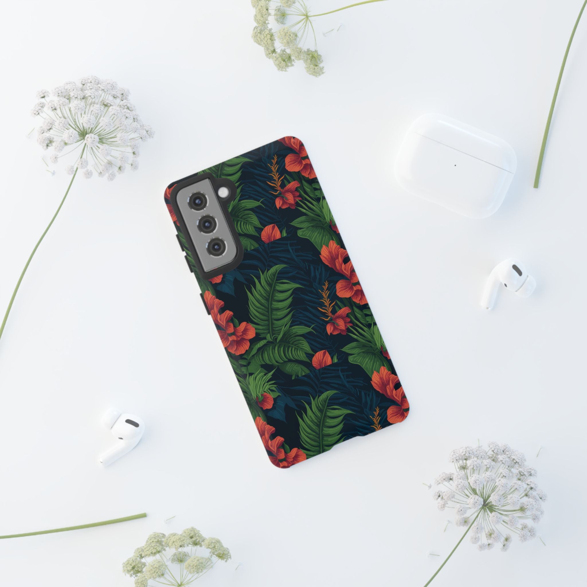Tropical Phone Case with Floral Design, Eco-Friendly Protection for Summer Vibes, Ideal Gift for Nature Lovers, Vibrant Background