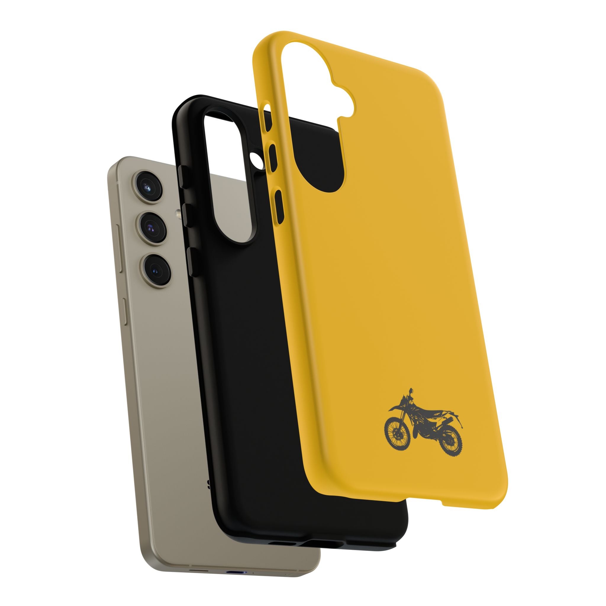 Motorcycle Phone Case, Tough Phone Cover, Gift for Bikers, Durable Tech Accessory, Yellow Motorcycle Design