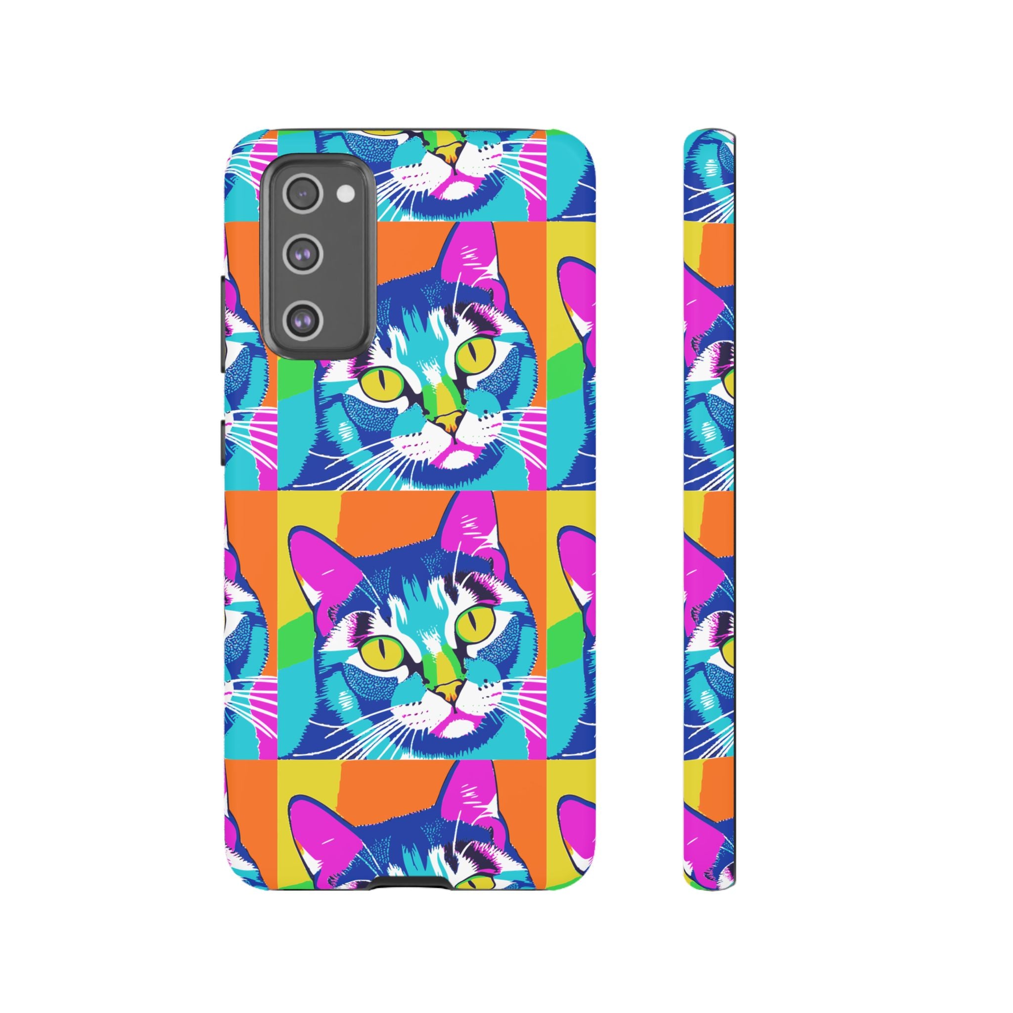 Colorful Cat Phone Case, Vibrant Animal Cover, Unique Pet Lover Gift, Fun Pop Art Style, Trendy Gadget Accessory