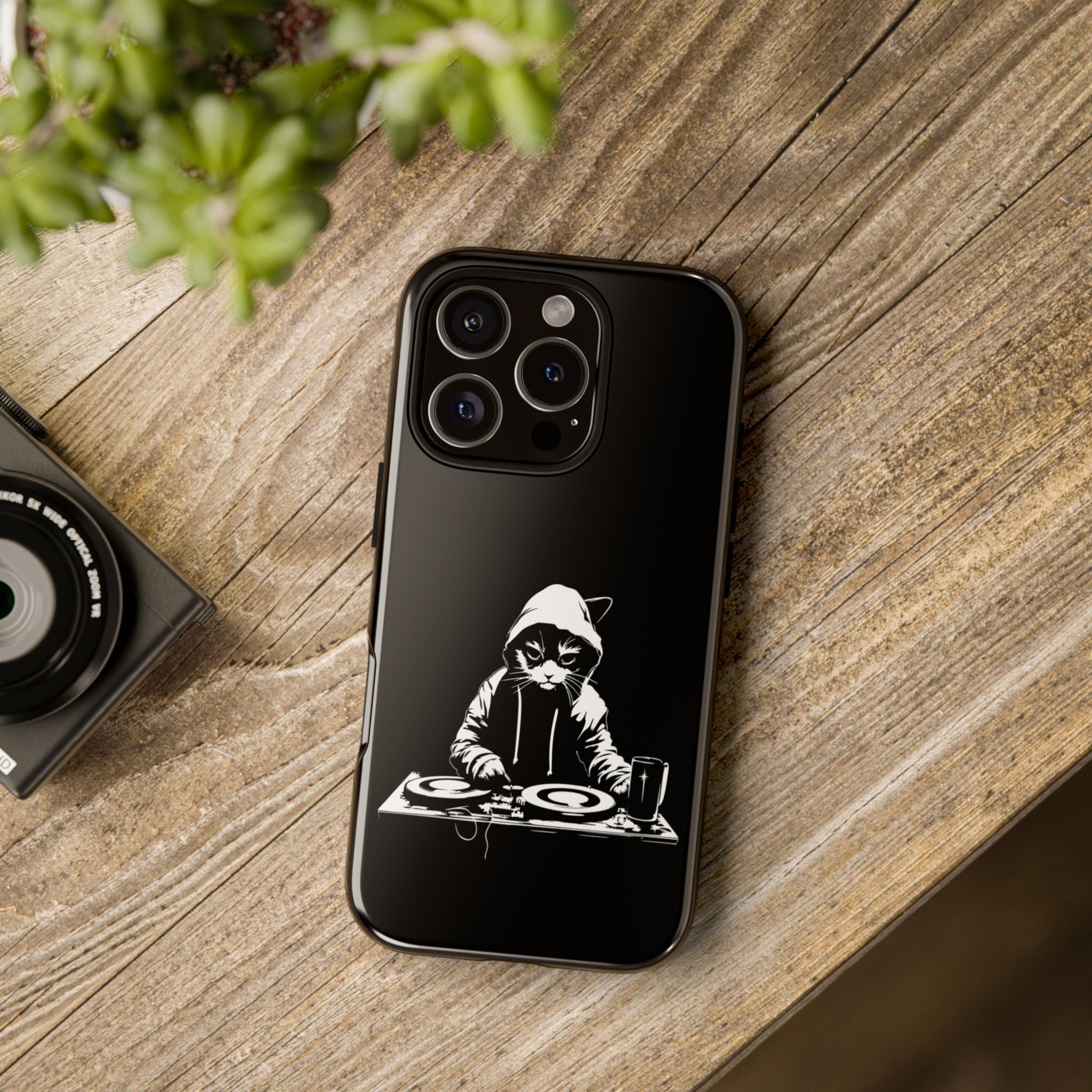 DJ Cat Phone Case, Tough Phone Cover, Pet Lover Gift, Music Enthusiast Accessory, Cute Cat Decor, Unique Case Design
