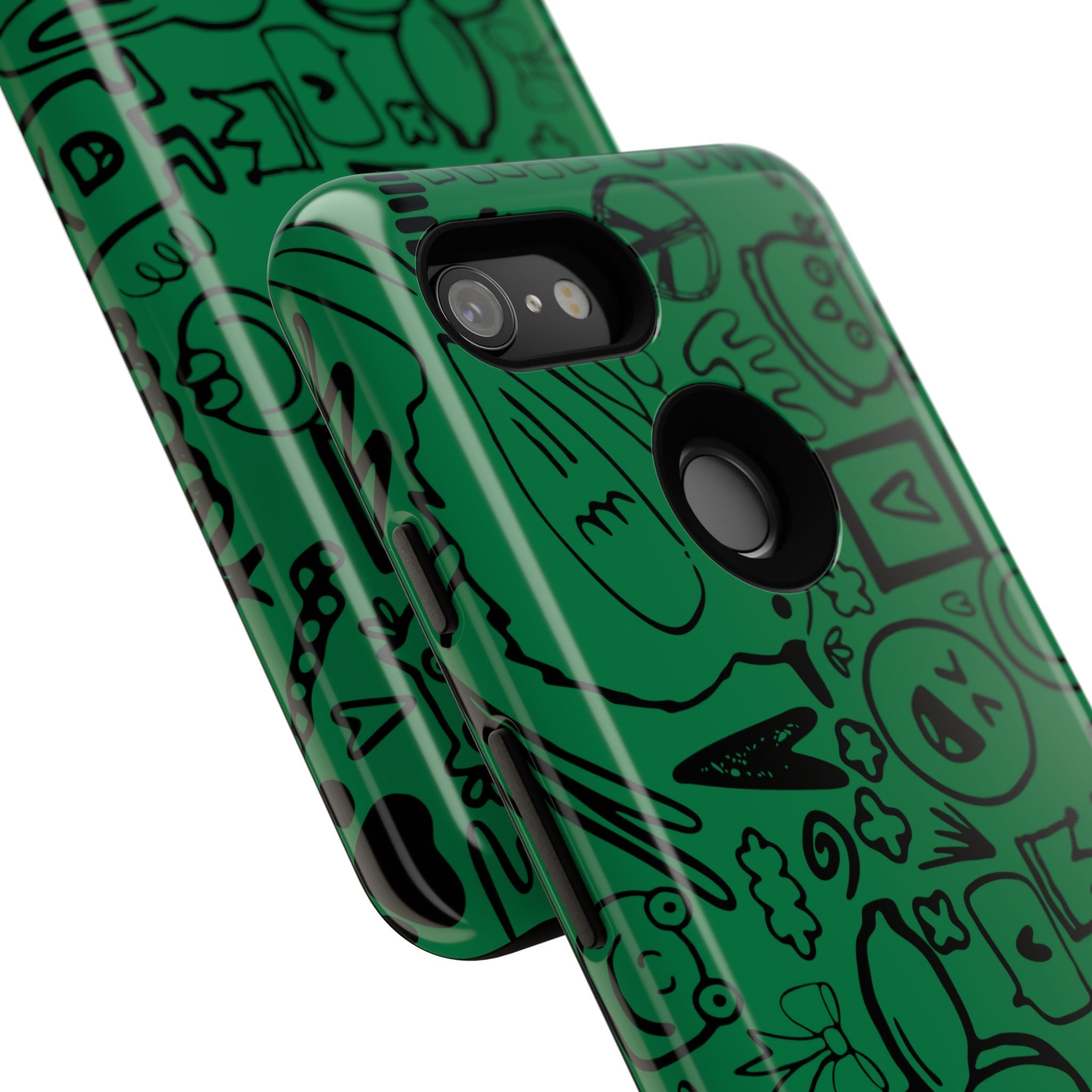 Playful Phone Case, Vibrant Green Tough Case, Quirky Graphic Design, Unique Gift for Kids, Fun Accessories, Christmas, Birthday