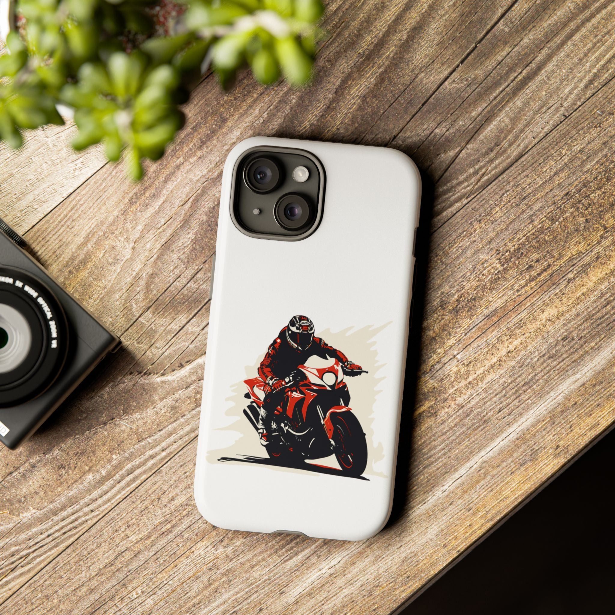 Motorcycle Phone Case, Tough Cases for Riders, Biker Accessory, Gifts for Motorcyclists, Red Bike Design