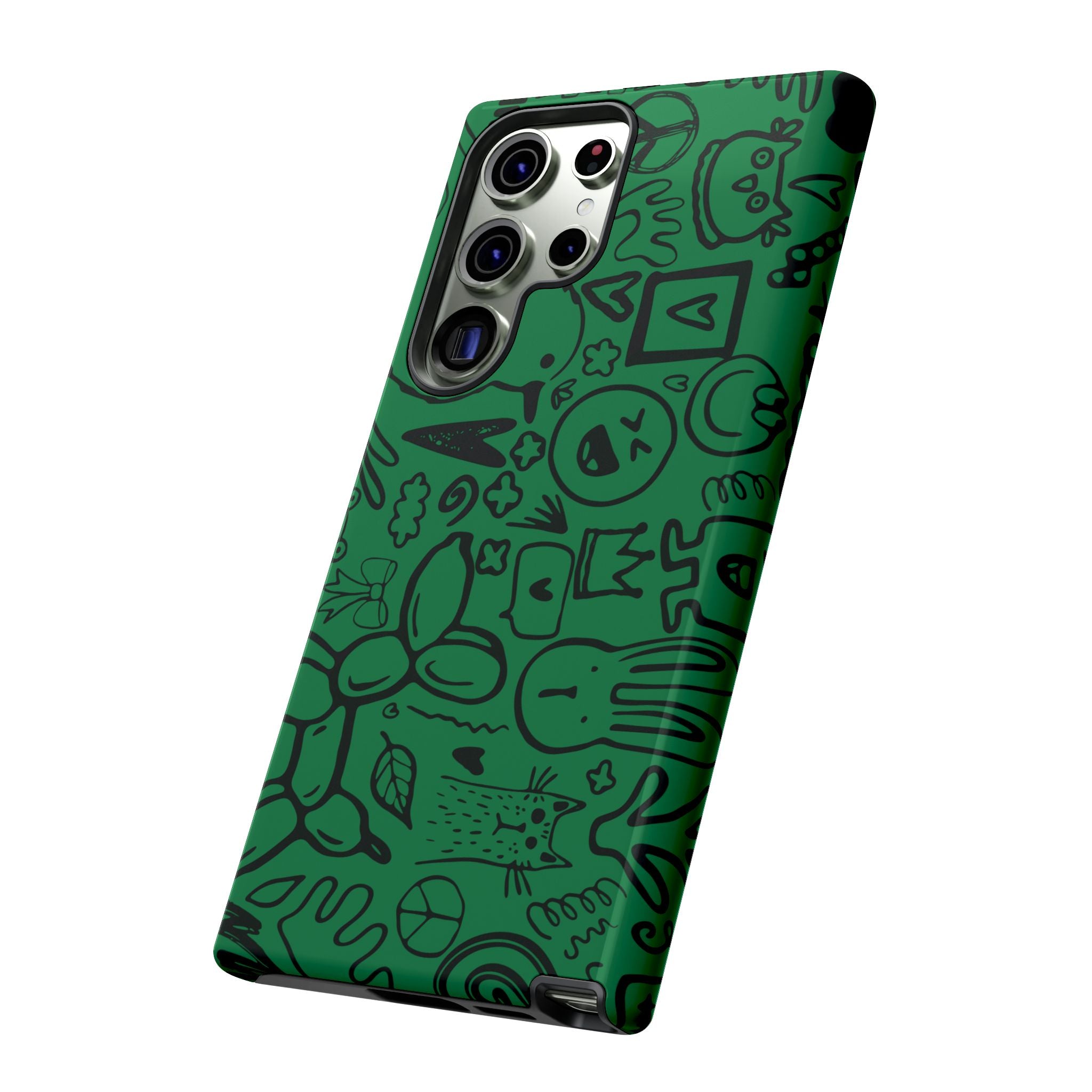 Playful Phone Case, Vibrant Green Tough Case, Quirky Graphic Design, Unique Gift for Kids, Fun Accessories, Christmas, Birthday