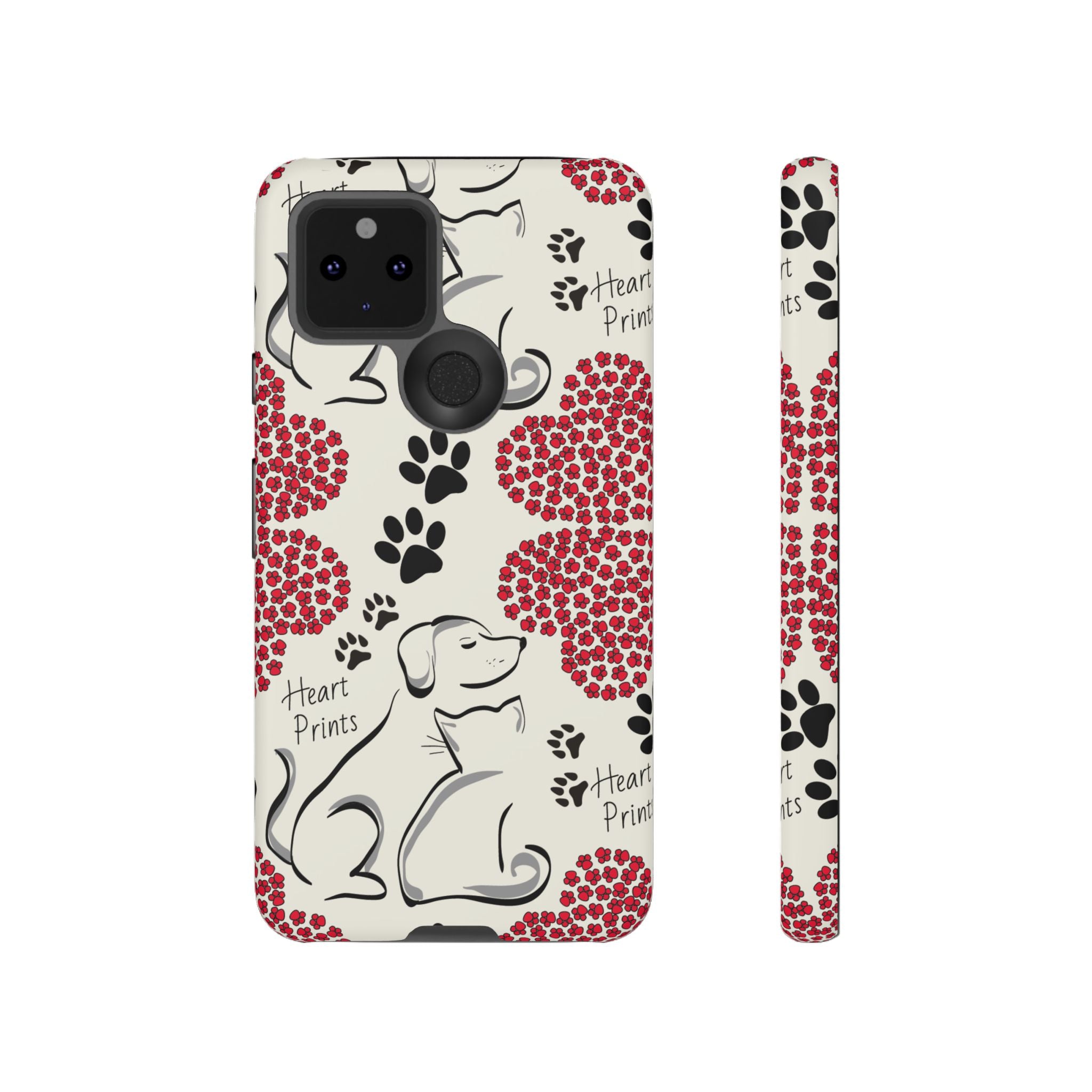 Stylish Phone Case with Heart Prints for Pet Lovers, Dog Lover Gift, Floral Pattern, Customizable Design, Cute Animal Accessories