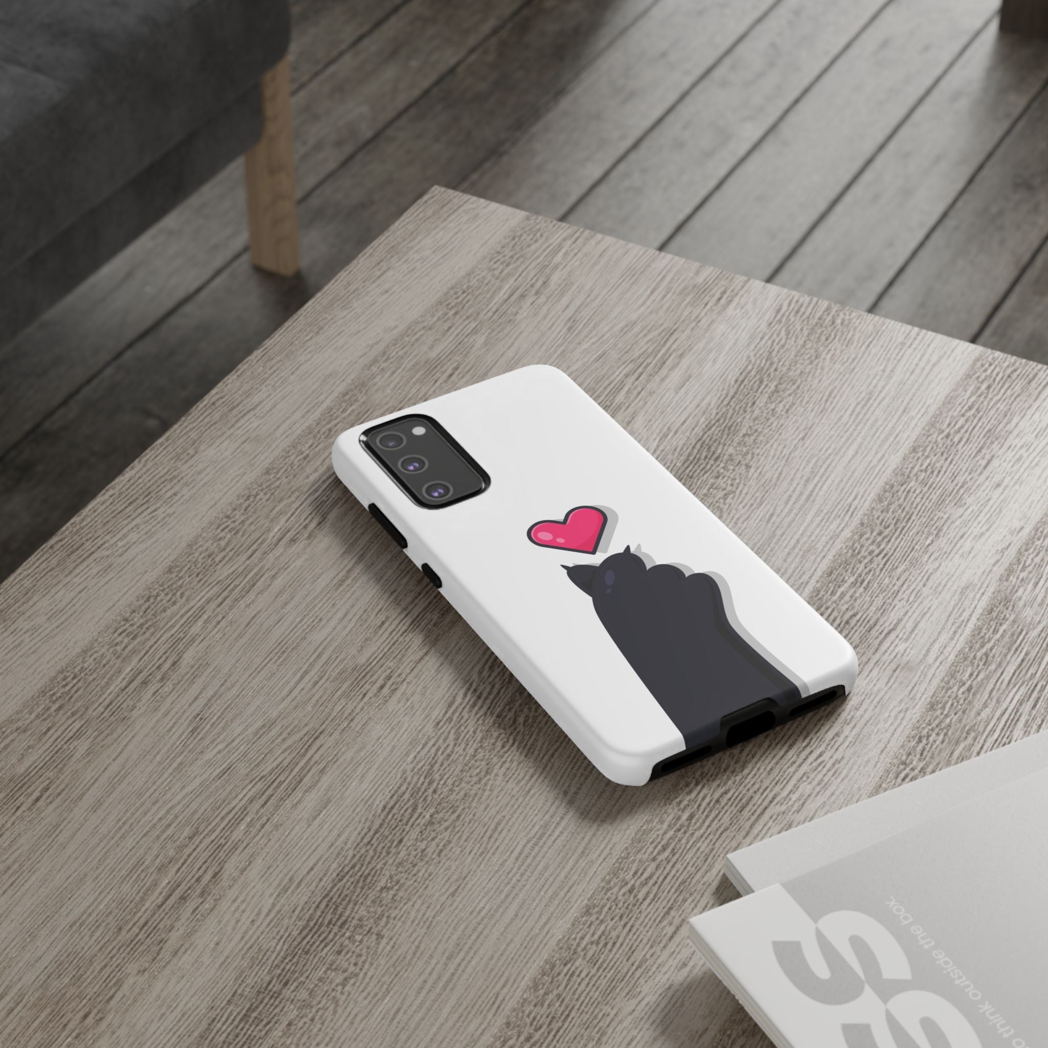 Cute Cat Love Phone Case, Tough Cell Phone Cover, Animal Lover Gifts, Pet Parent Accessories, Valentine's Day Essentials