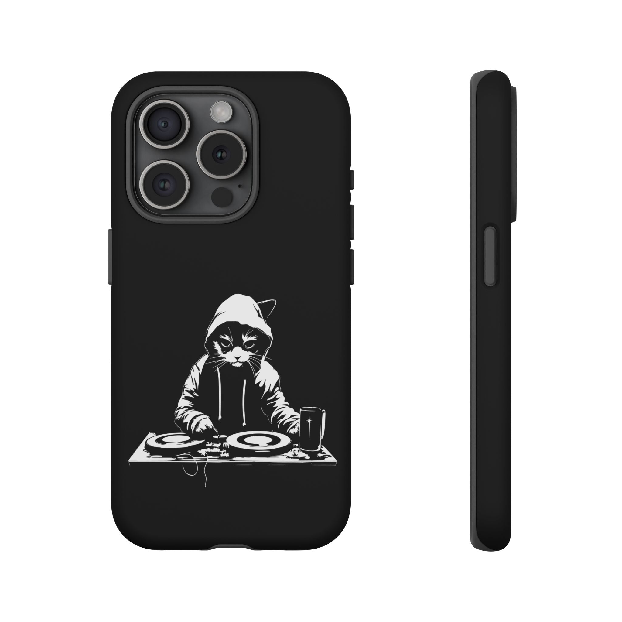 DJ Cat Phone Case, Tough Phone Cover, Pet Lover Gift, Music Enthusiast Accessory, Cute Cat Decor, Unique Case Design