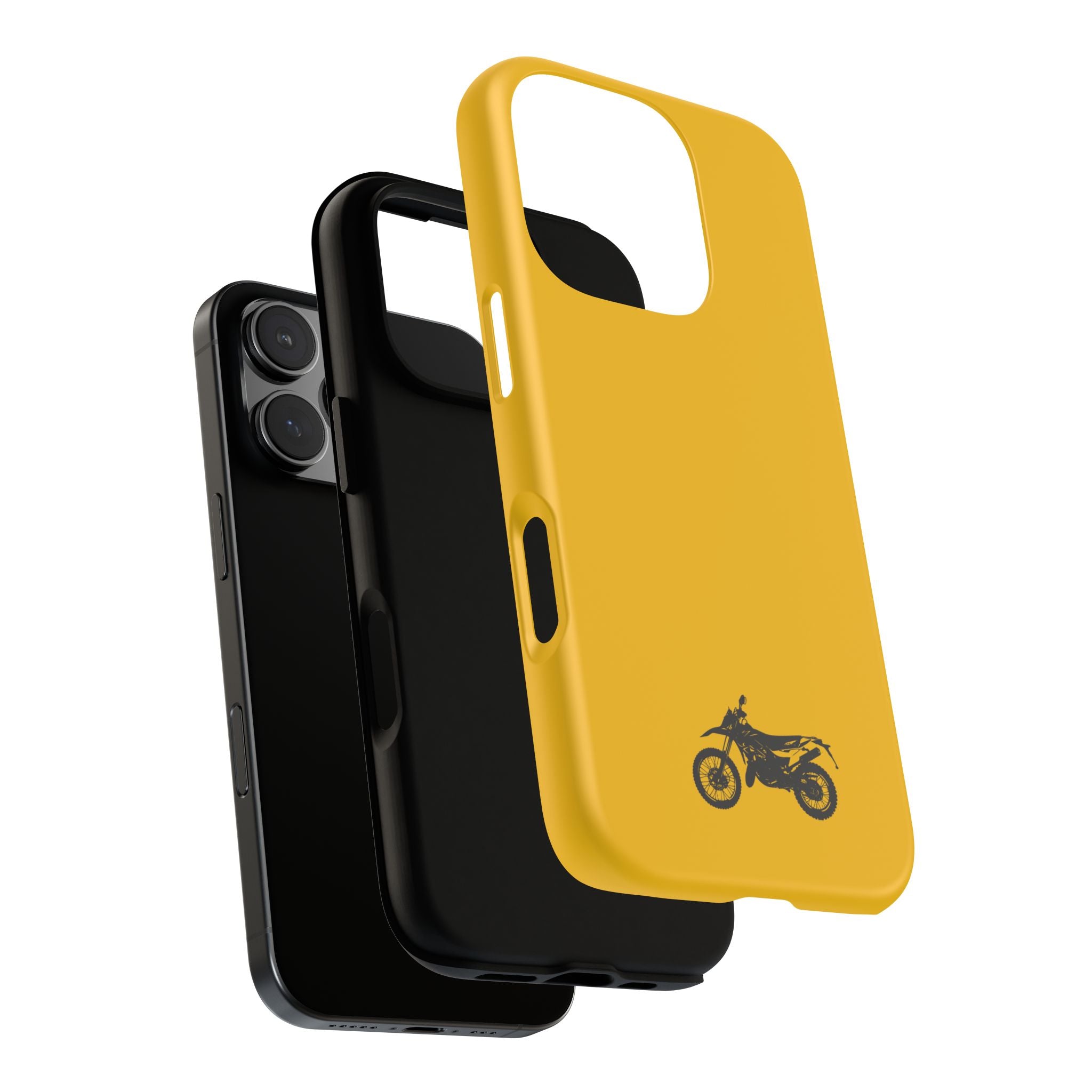 Motorcycle Phone Case, Tough Phone Cover, Gift for Bikers, Durable Tech Accessory, Yellow Motorcycle Design