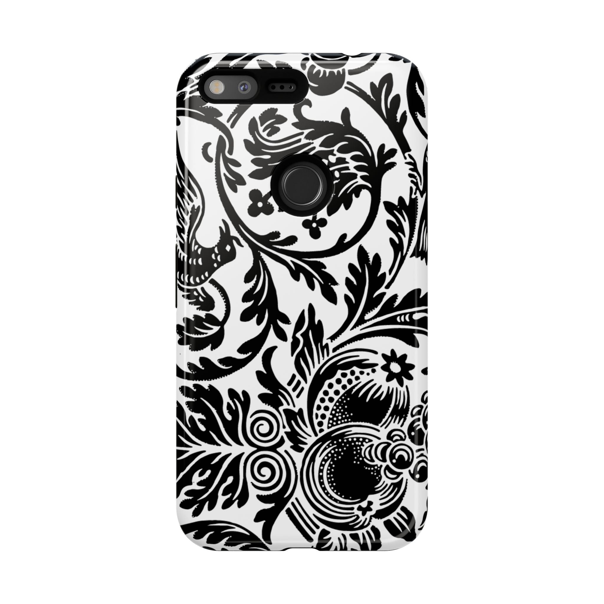 Elegant Black Floral Phone Case, Tough Cases, Stylish Phone Protection, Gift for Her, Floral Design, Trendy Accessories