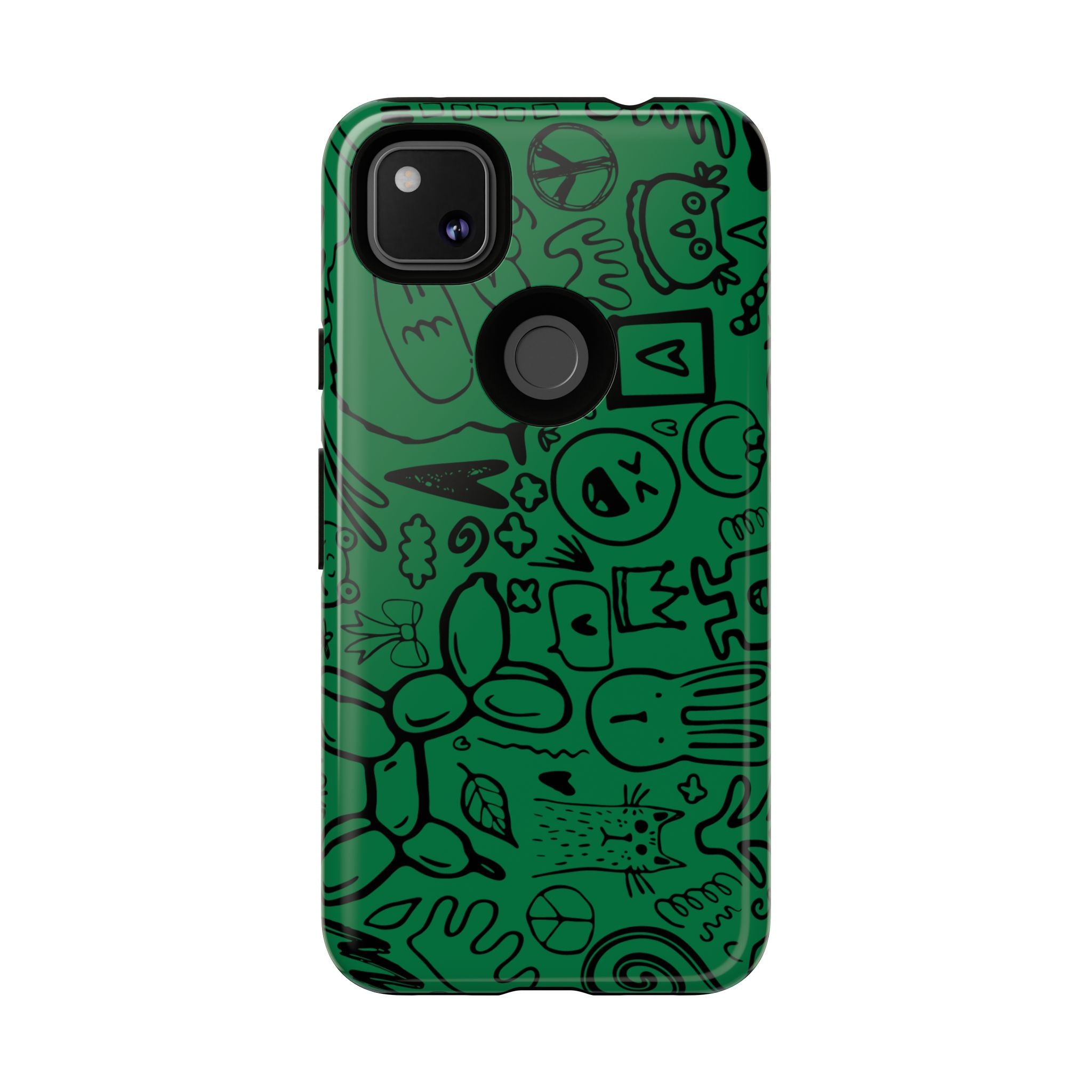 Playful Phone Case, Vibrant Green Tough Case, Quirky Graphic Design, Unique Gift for Kids, Fun Accessories, Christmas, Birthday