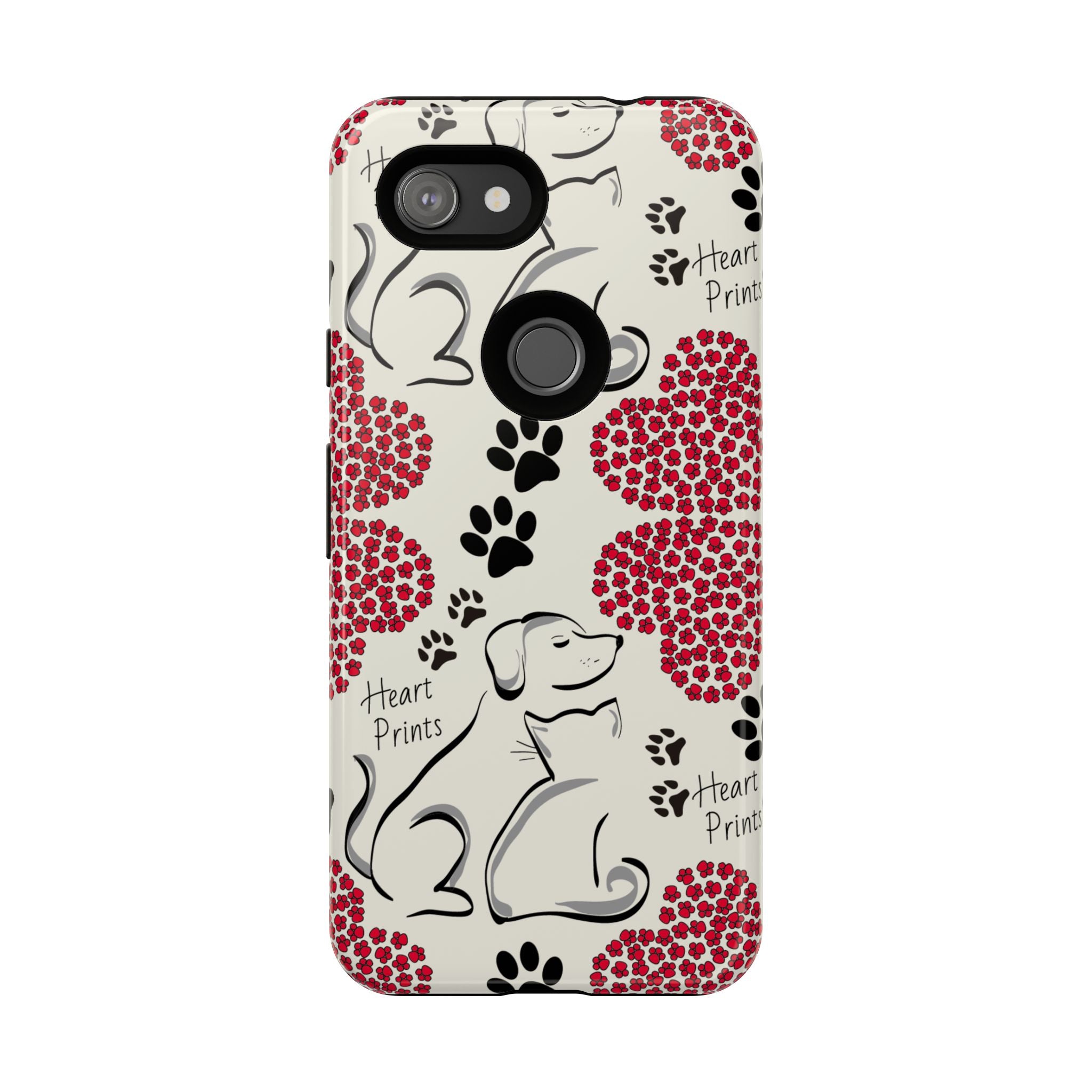 Stylish Phone Case with Heart Prints for Pet Lovers, Dog Lover Gift, Floral Pattern, Customizable Design, Cute Animal Accessories