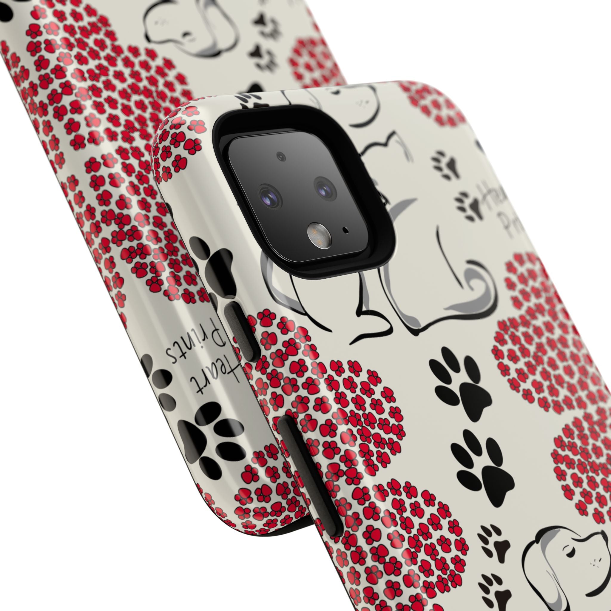 Stylish Phone Case with Heart Prints for Pet Lovers, Dog Lover Gift, Floral Pattern, Customizable Design, Cute Animal Accessories