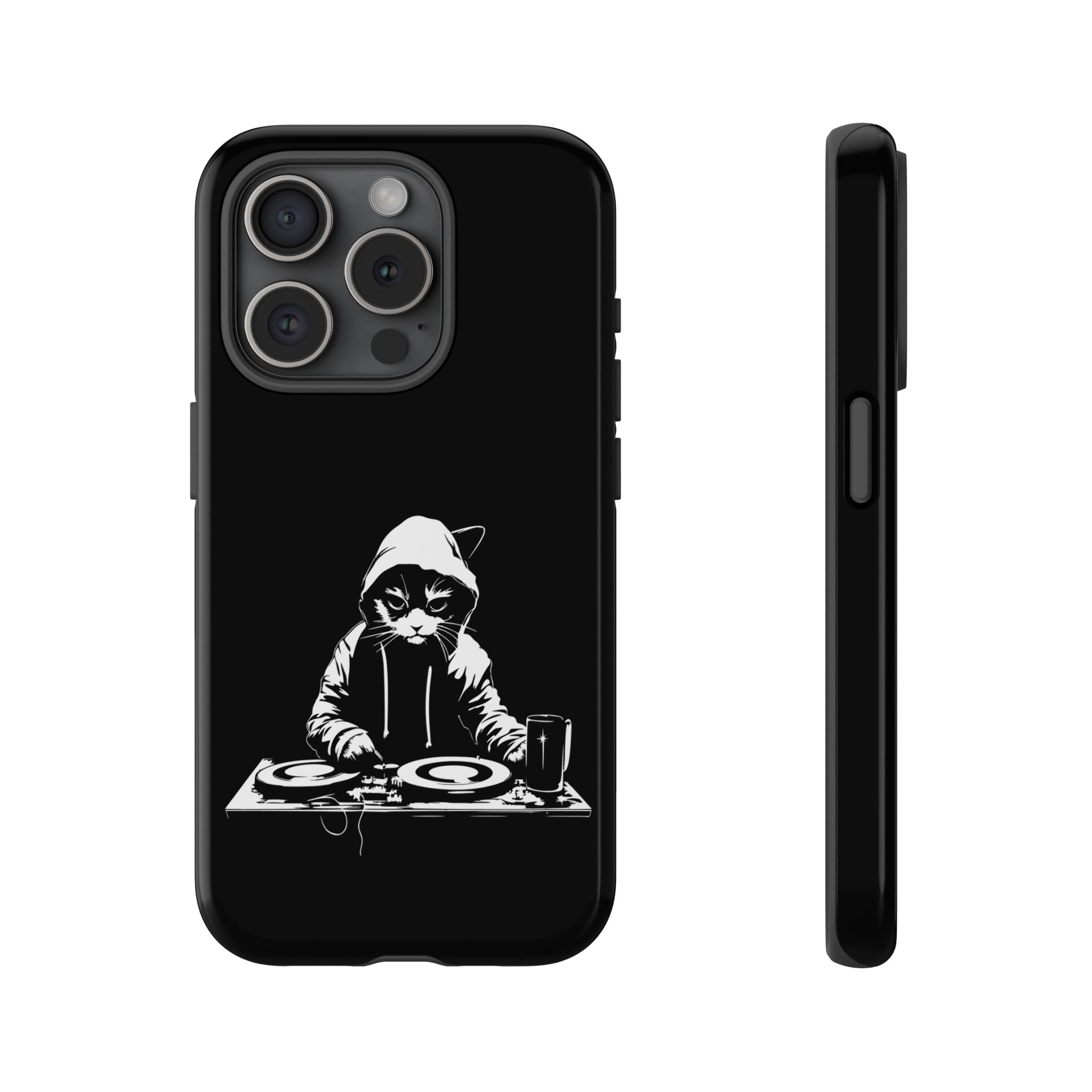 DJ Cat Phone Case, Tough Phone Cover, Pet Lover Gift, Music Enthusiast Accessory, Cute Cat Decor, Unique Case Design