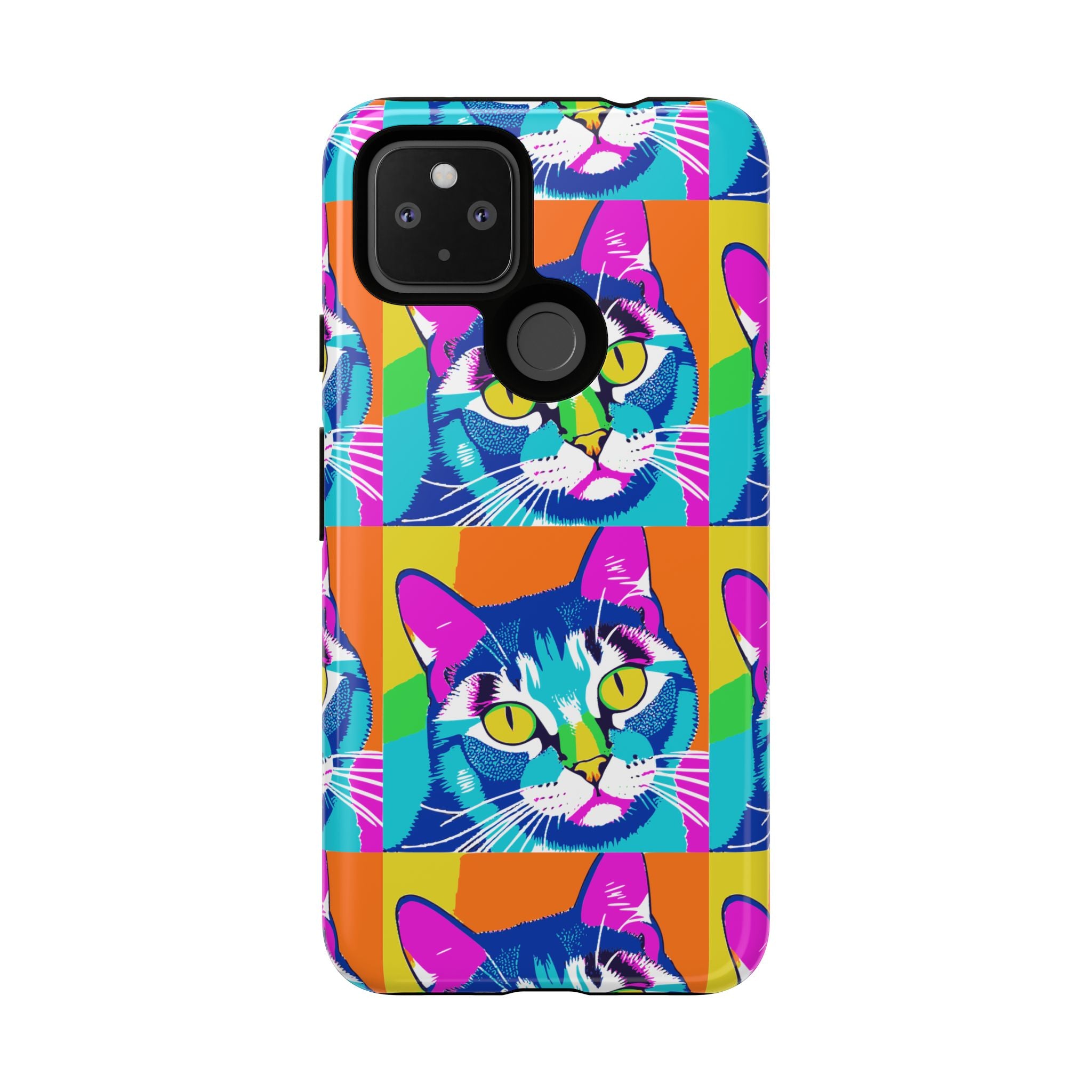 Colorful Cat Phone Case, Vibrant Animal Cover, Unique Pet Lover Gift, Fun Pop Art Style, Trendy Gadget Accessory