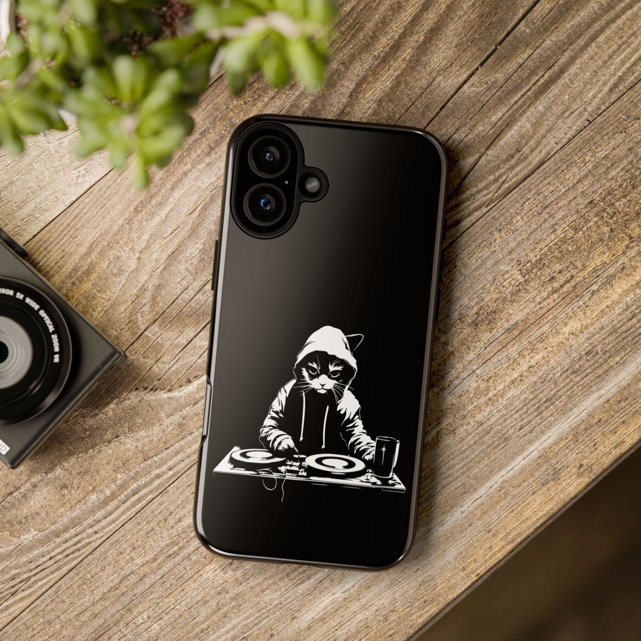 DJ Cat Phone Case, Tough Phone Cover, Pet Lover Gift, Music Enthusiast Accessory, Cute Cat Decor, Unique Case Design