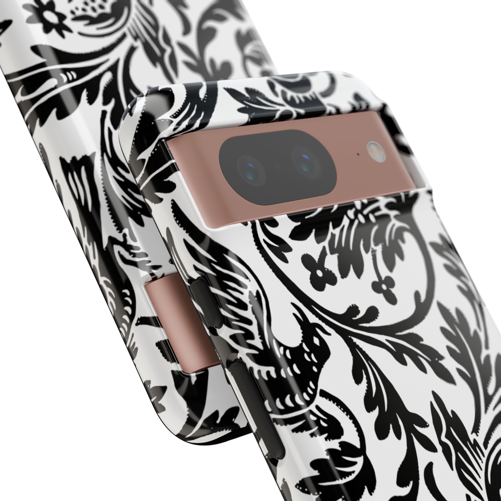 Elegant Black Floral Phone Case, Tough Cases, Stylish Phone Protection, Gift for Her, Floral Design, Trendy Accessories
