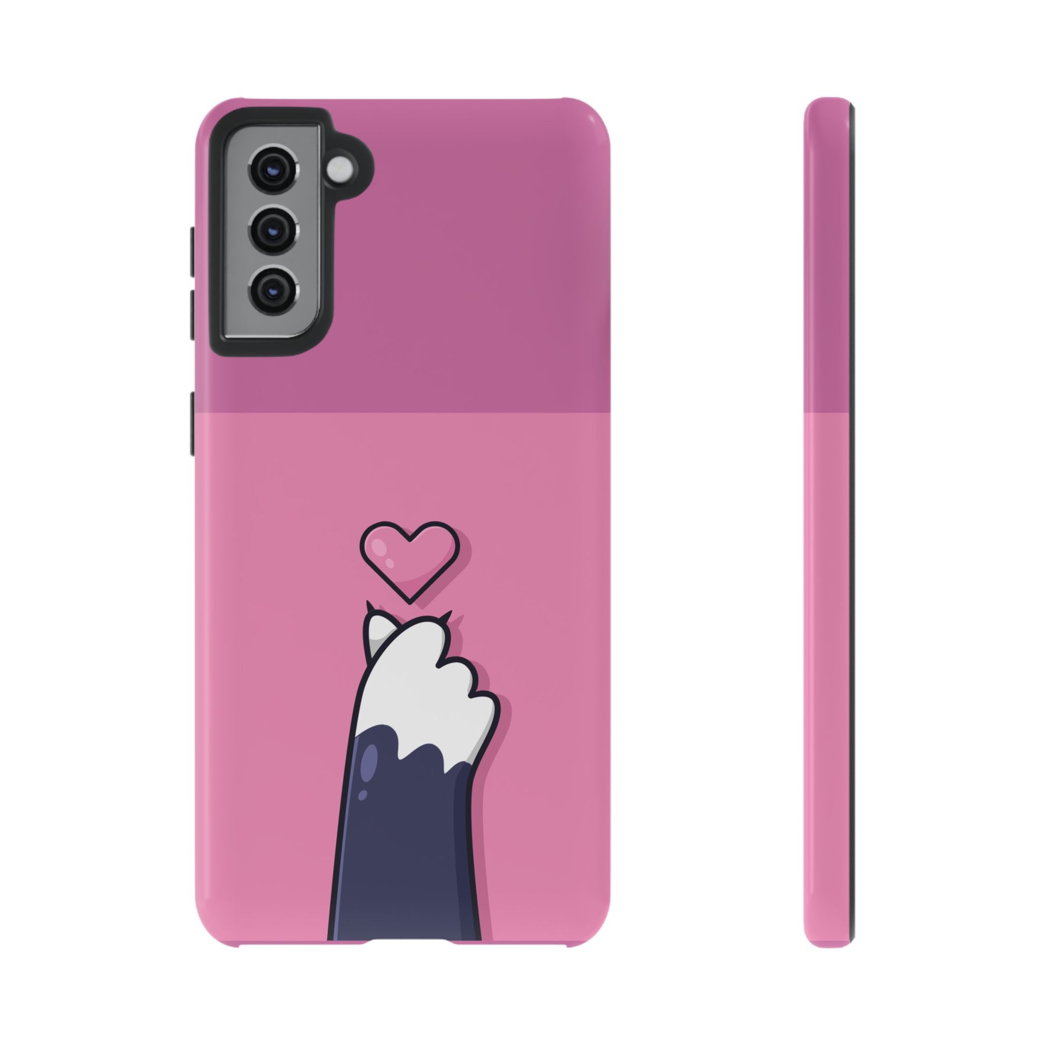 Cute Cat Paw Phone Case, Playful Pet Lover Gift, Animal Print Phone Cover, Heart Design Case, Fun Feminine Case, Kawaii Style