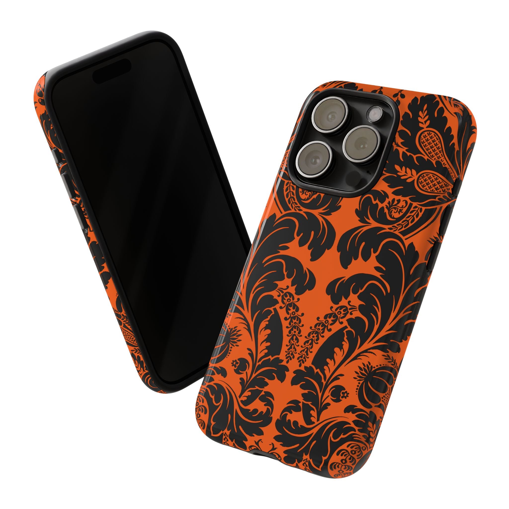 Elegant Phone Case with Orange Floral Design | Tough Cases, Smartphone Cover, Gift for Her, Floral Patterns, Stylish Accessories