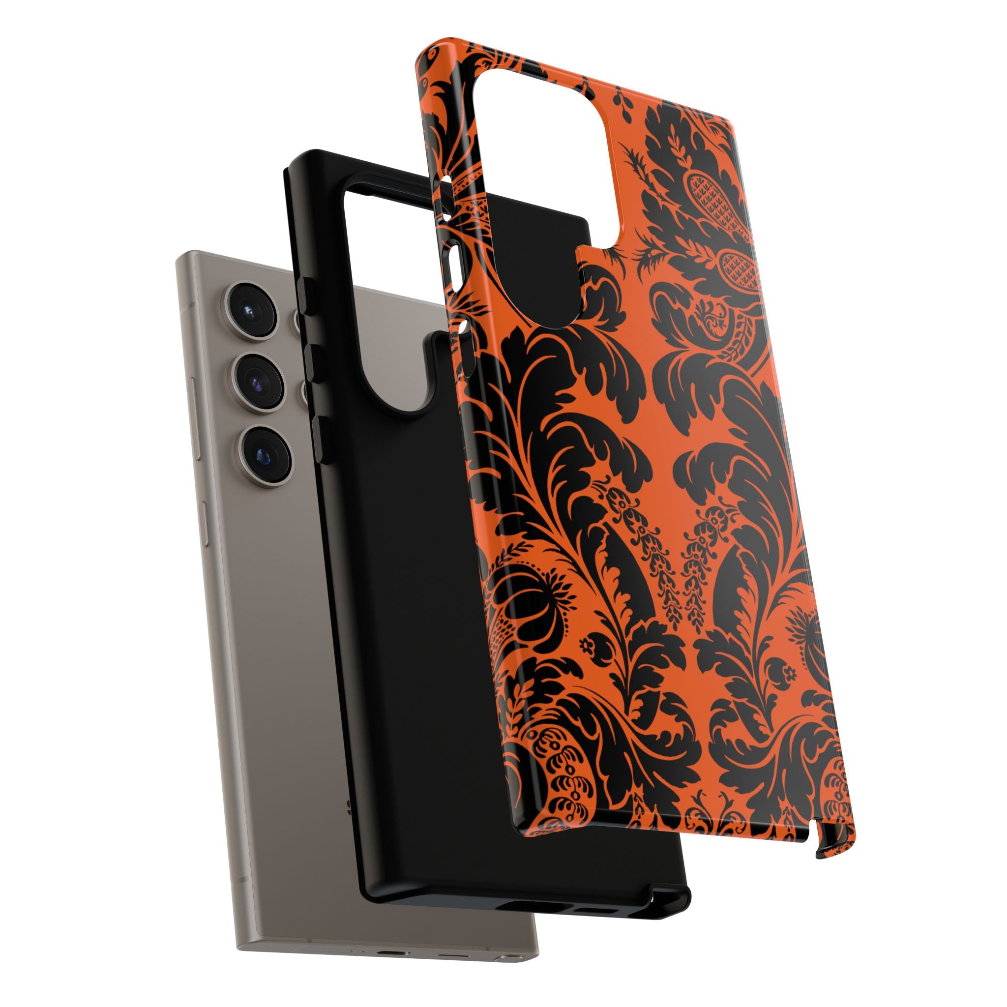 Elegant Phone Case with Orange Floral Design | Tough Cases, Smartphone Cover, Gift for Her, Floral Patterns, Stylish Accessories