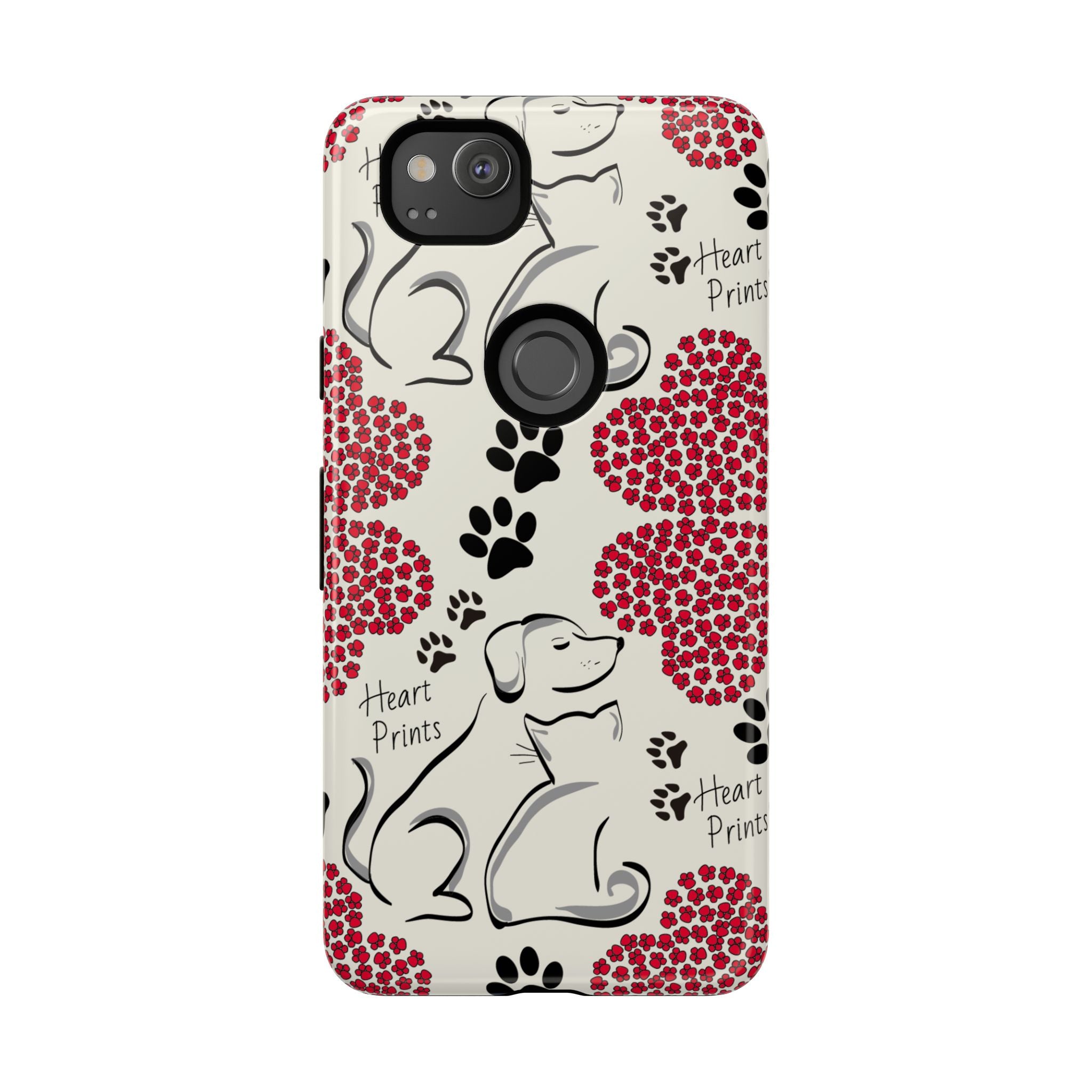 Stylish Phone Case with Heart Prints for Pet Lovers, Dog Lover Gift, Floral Pattern, Customizable Design, Cute Animal Accessories