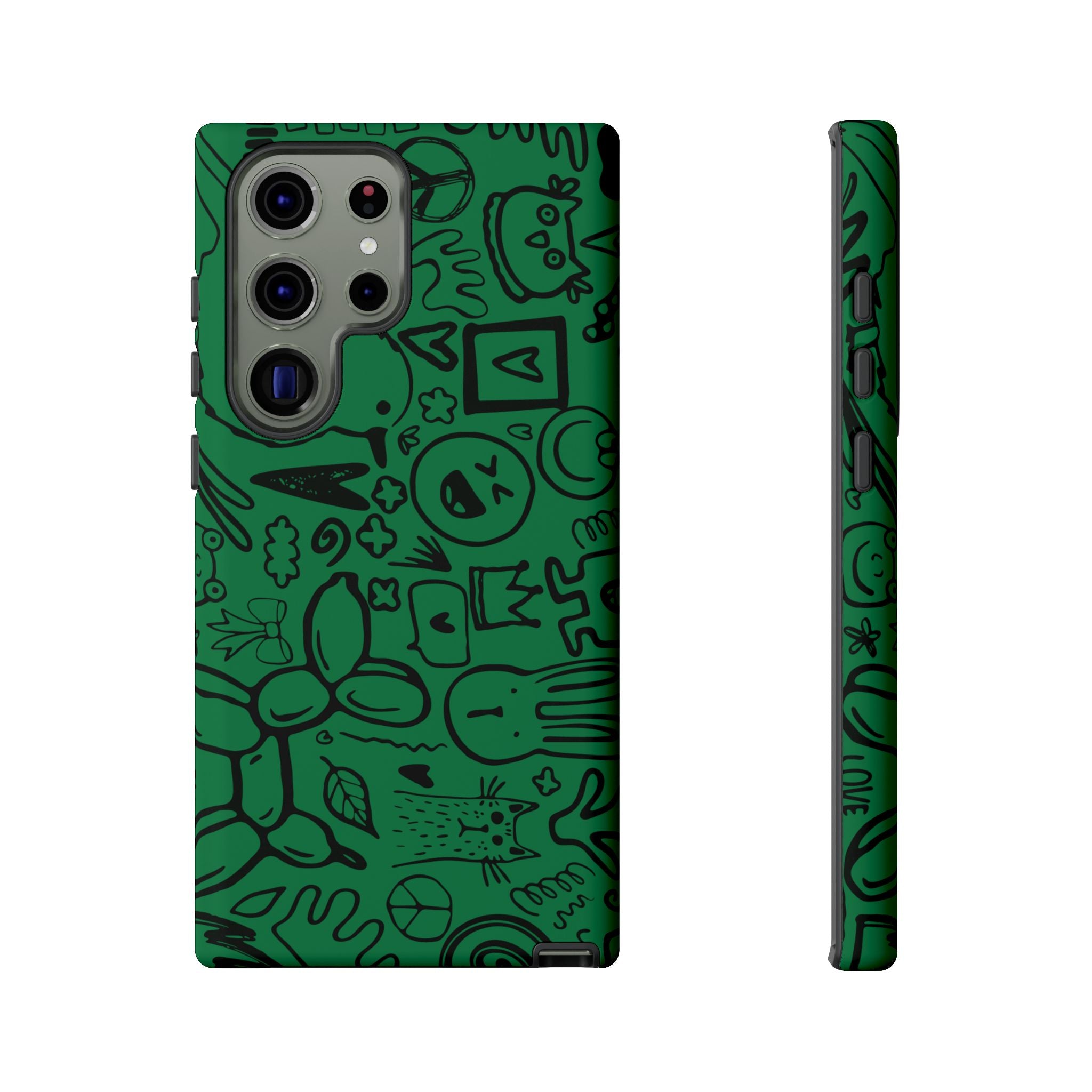 Playful Phone Case, Vibrant Green Tough Case, Quirky Graphic Design, Unique Gift for Kids, Fun Accessories, Christmas, Birthday