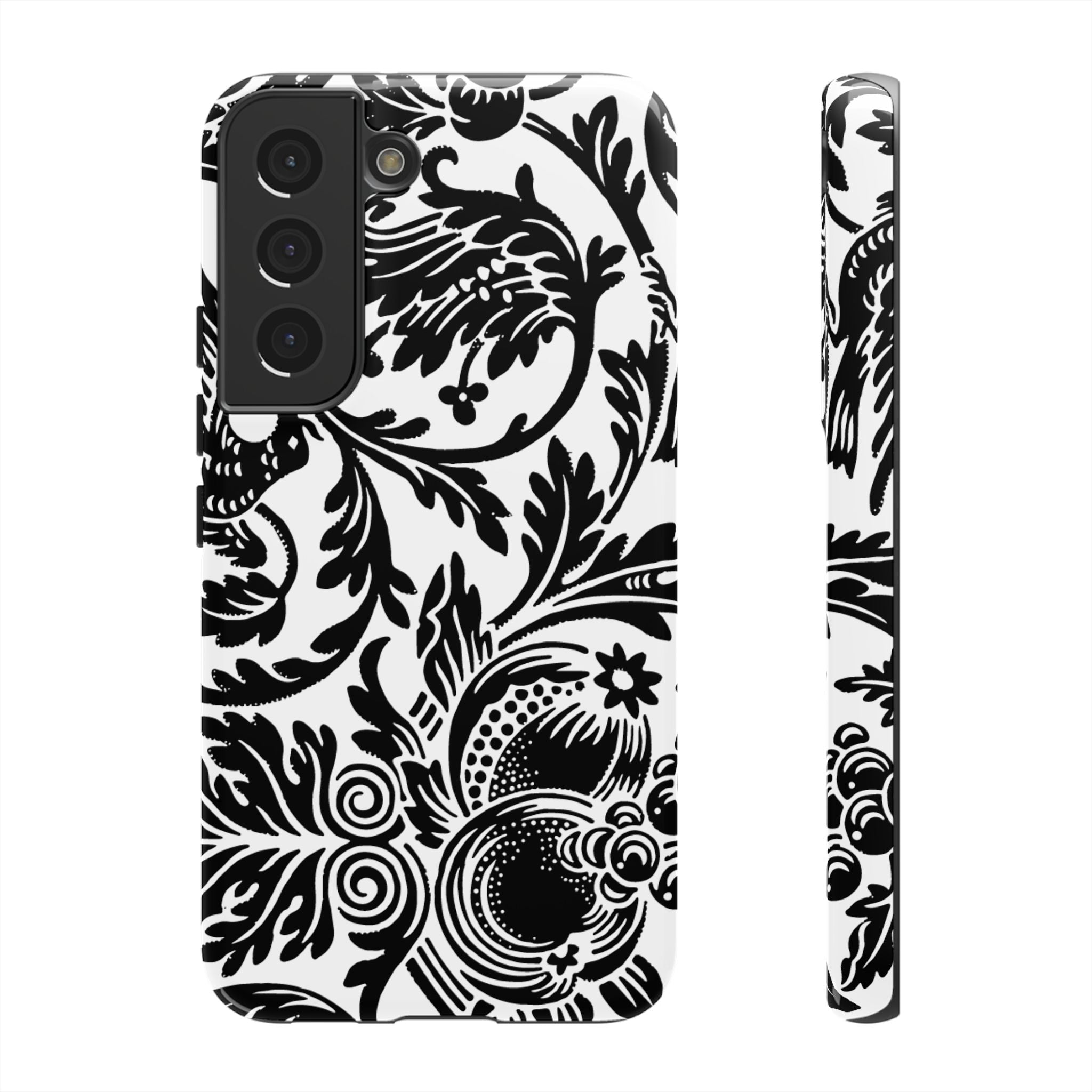 Elegant Black Floral Phone Case, Tough Cases, Stylish Phone Protection, Gift for Her, Floral Design, Trendy Accessories