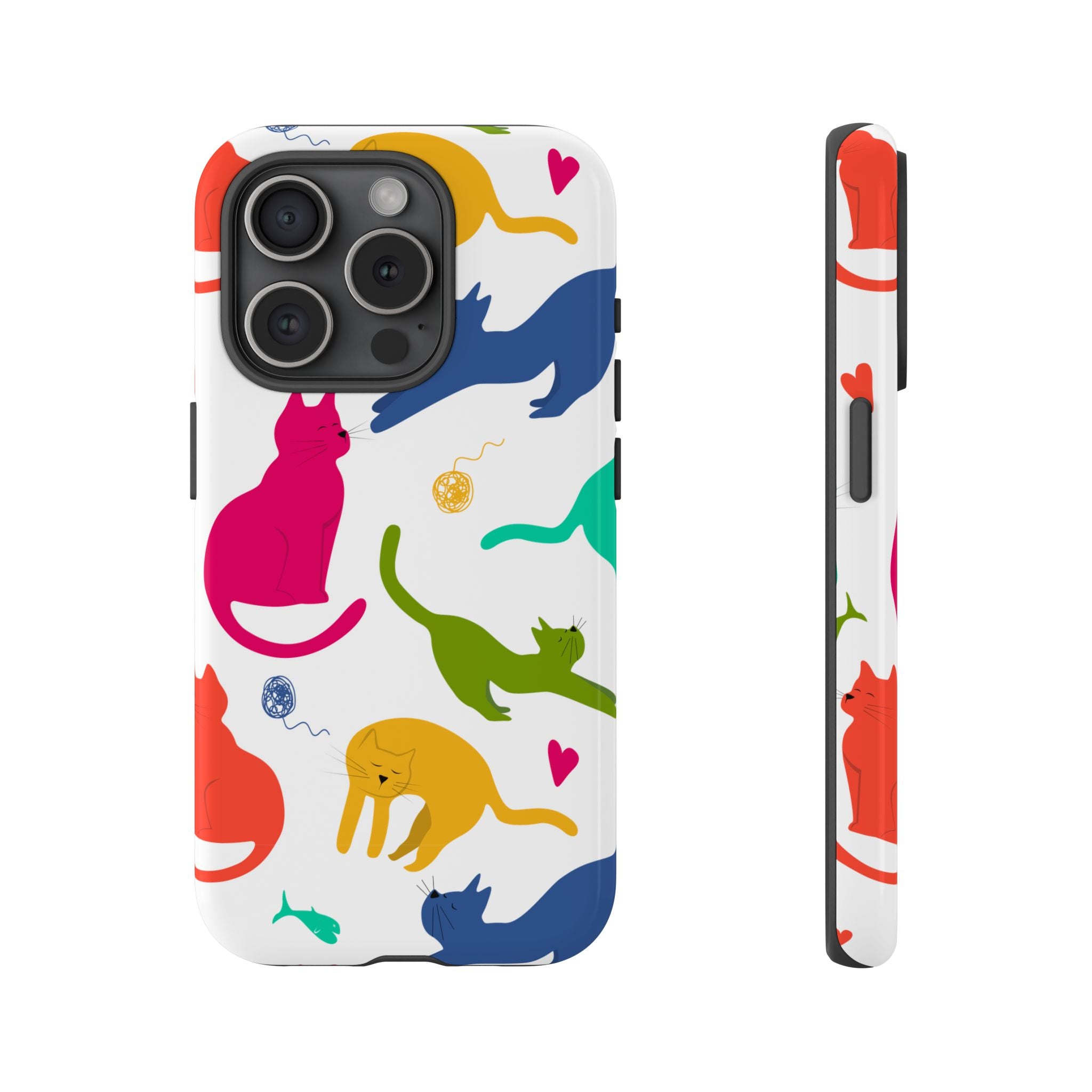 Colorful Cat Phone Case, Fun Pet Lover Gift, Tough Phone Cover, Cute Cat Accessories, Animal Theme Decor
