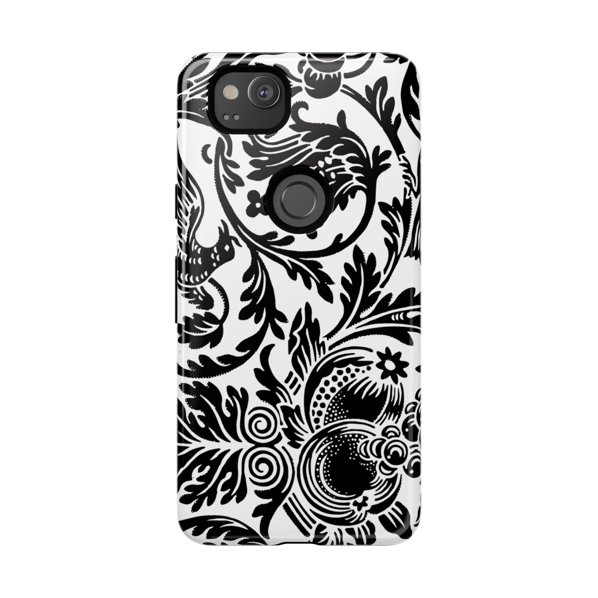 Elegant Black Floral Phone Case, Tough Cases, Stylish Phone Protection, Gift for Her, Floral Design, Trendy Accessories