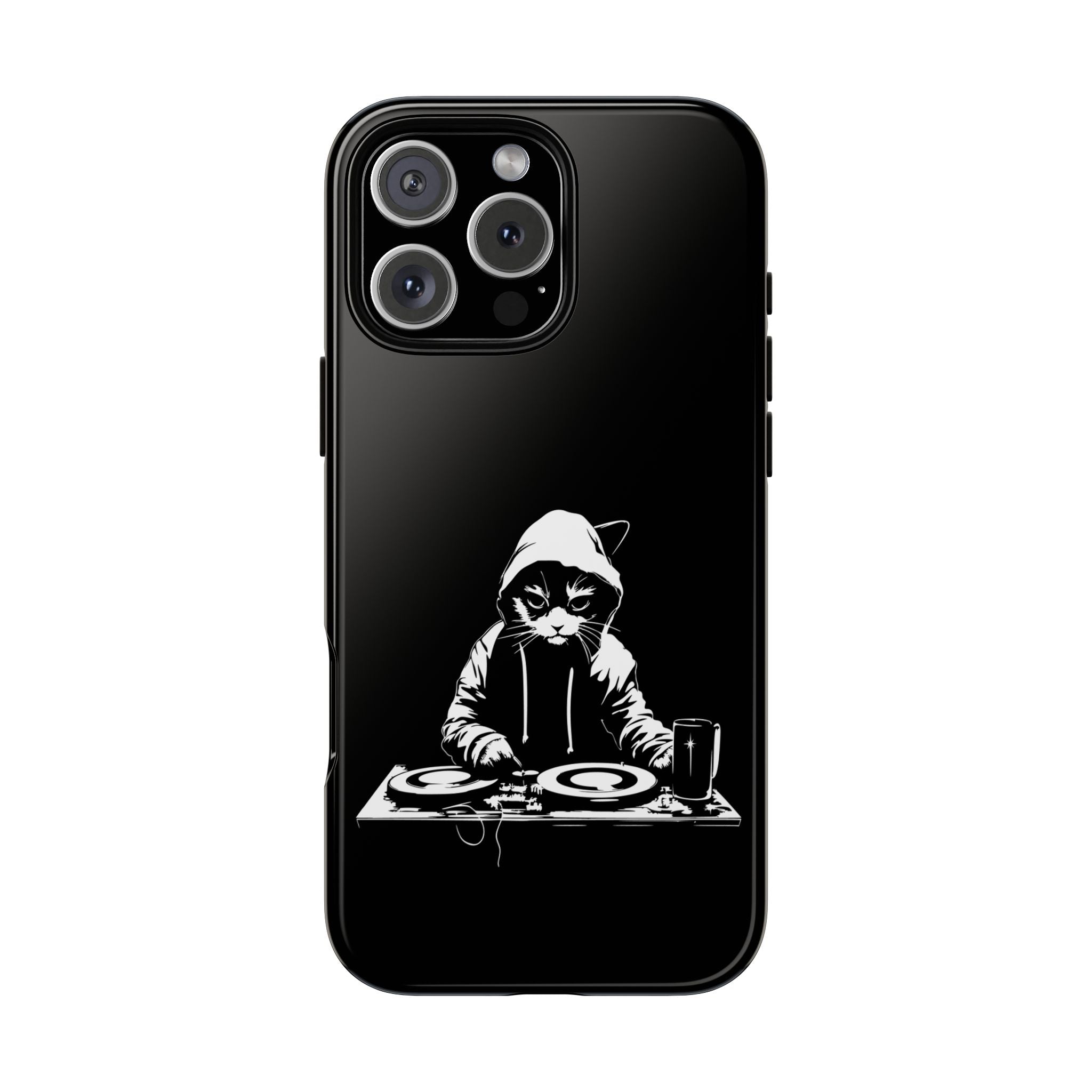DJ Cat Phone Case, Tough Phone Cover, Pet Lover Gift, Music Enthusiast Accessory, Cute Cat Decor, Unique Case Design