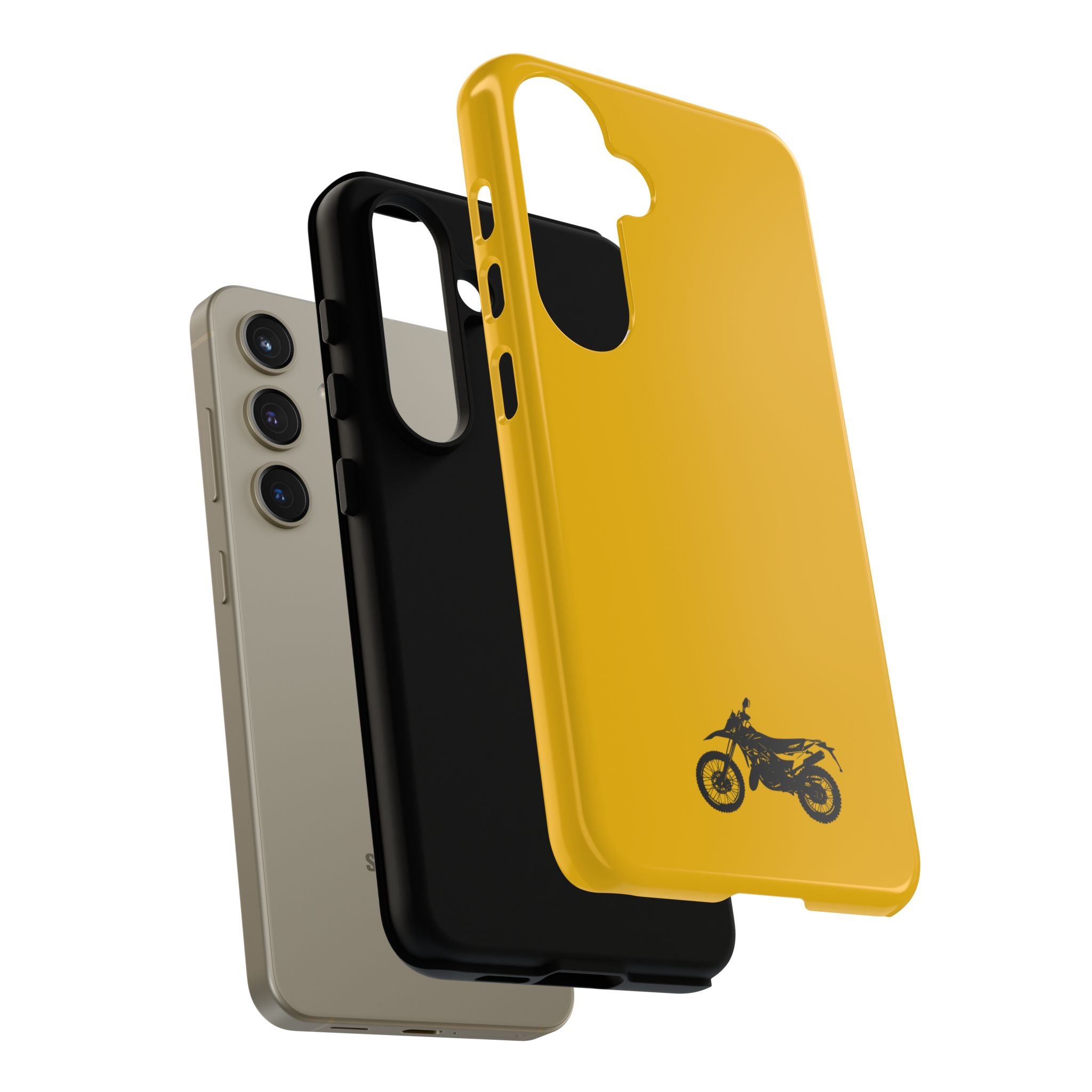 Motorcycle Phone Case, Tough Phone Cover, Gift for Bikers, Durable Tech Accessory, Yellow Motorcycle Design