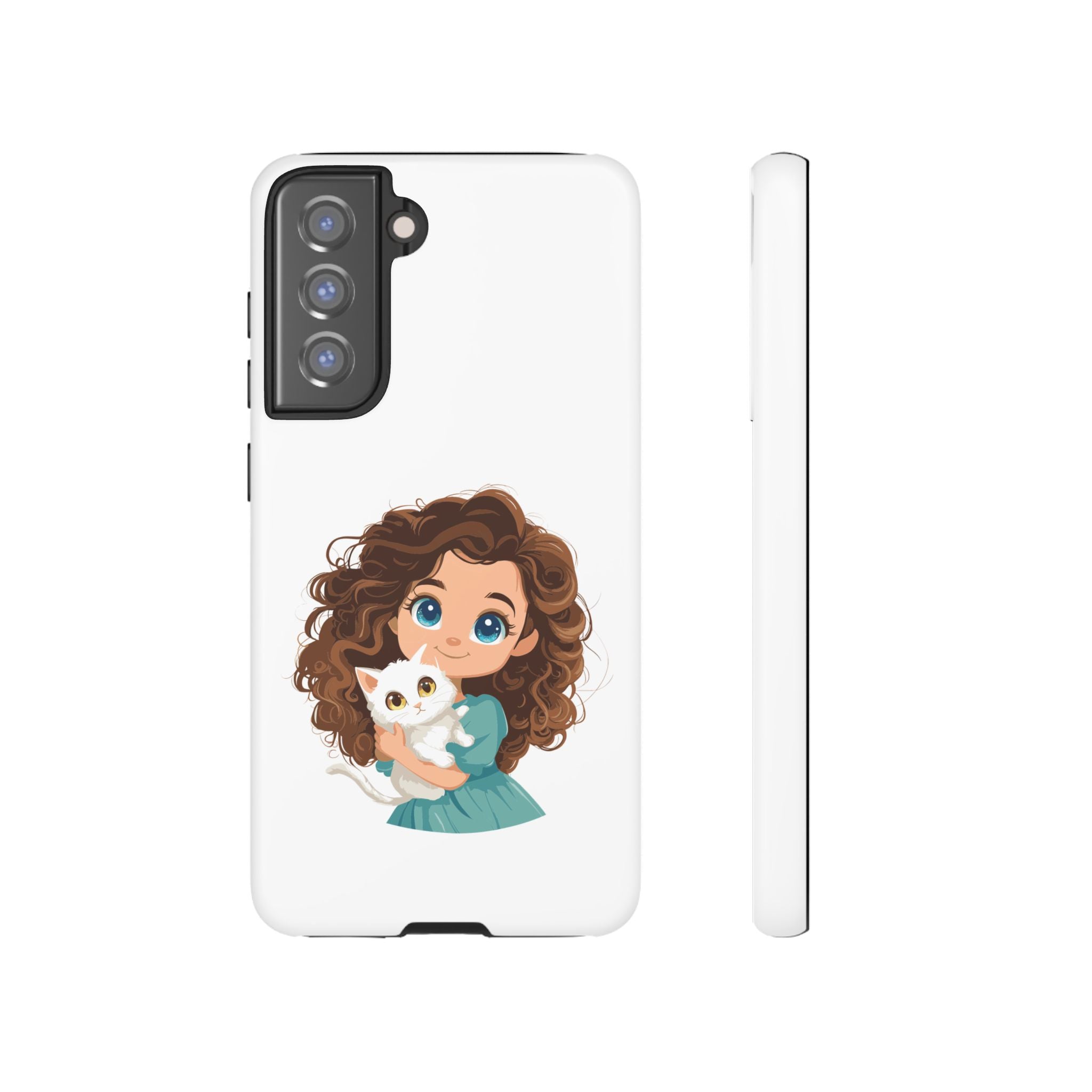 Cute Cat Lover Phone Case, Tough Phone Cover, Pet Lover Gift, Personalized Gift, Kids Phone Case, Animal Lover Accessories